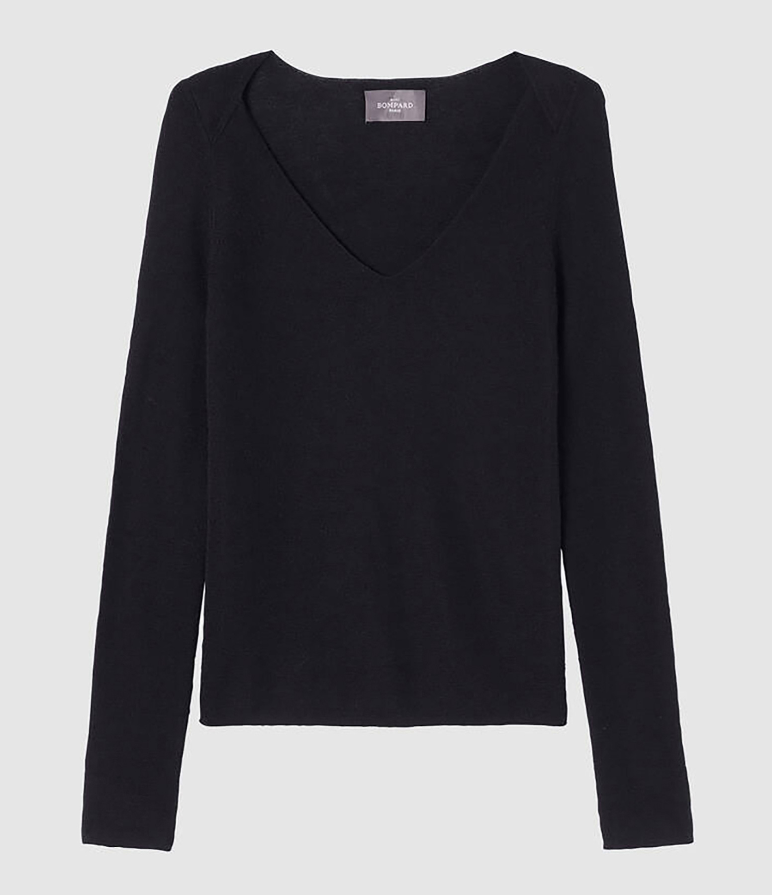 Pull Col V Maille Unie Cachemire Noir