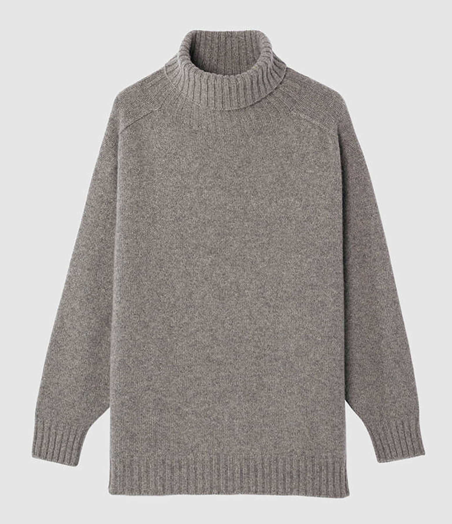 Pull Col Roulé Cachemire Gris Météorite