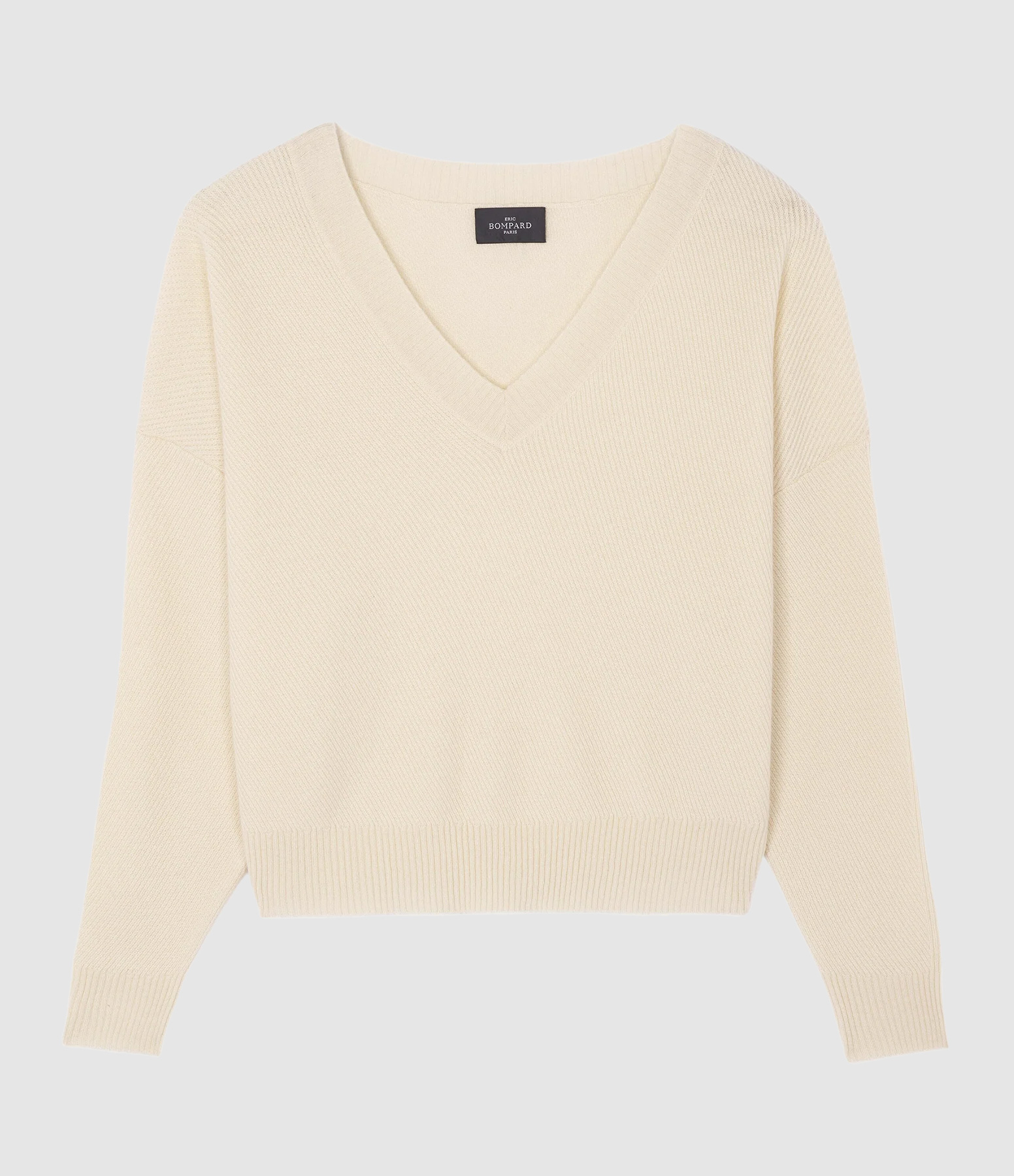 Pull Col V Oversized Diagonales Naturel