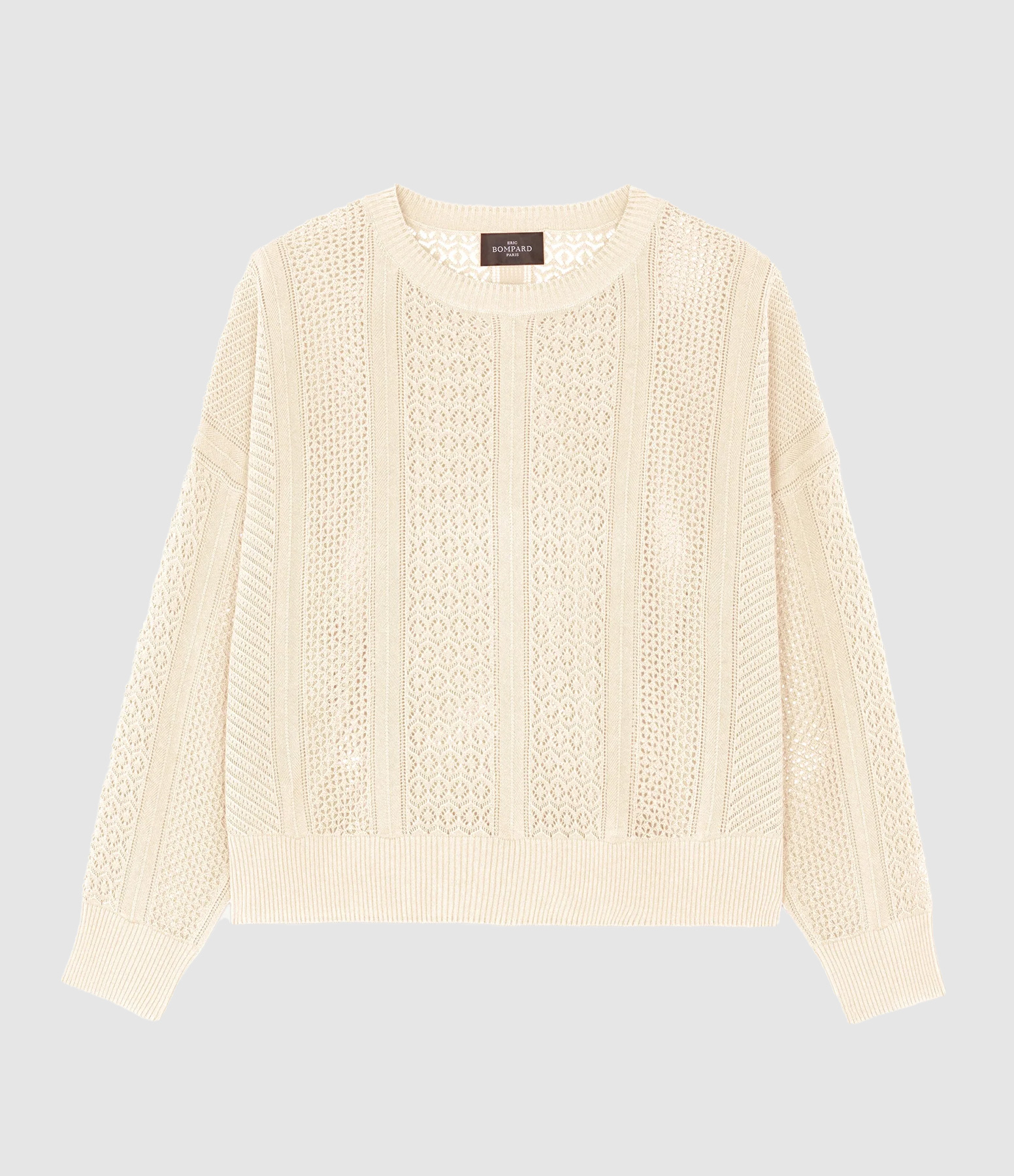 Top Col Rond Oversized Patchwork Pointelle Naturel