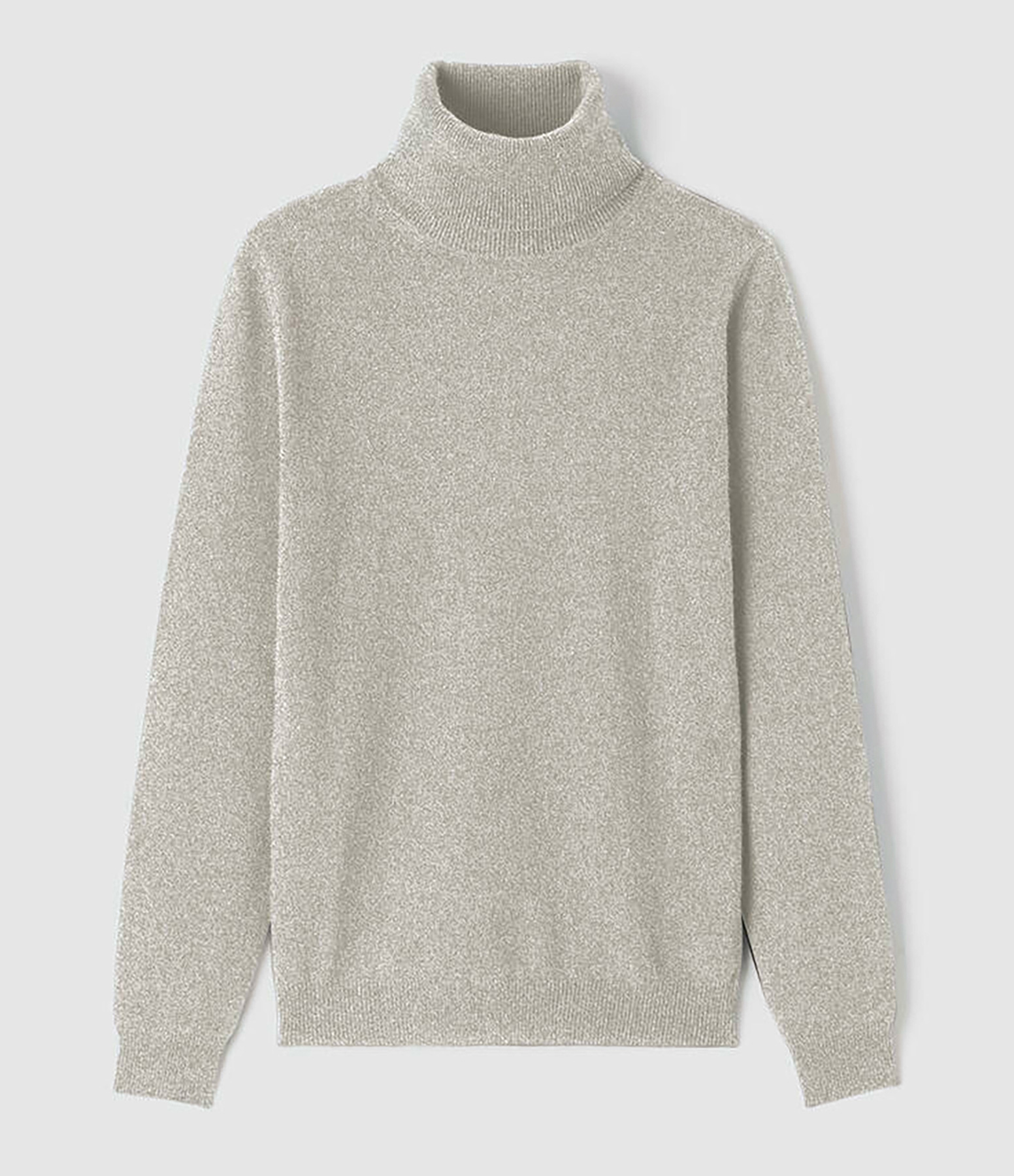 Pull Col Roulé Classique Cachemire Gris Argente