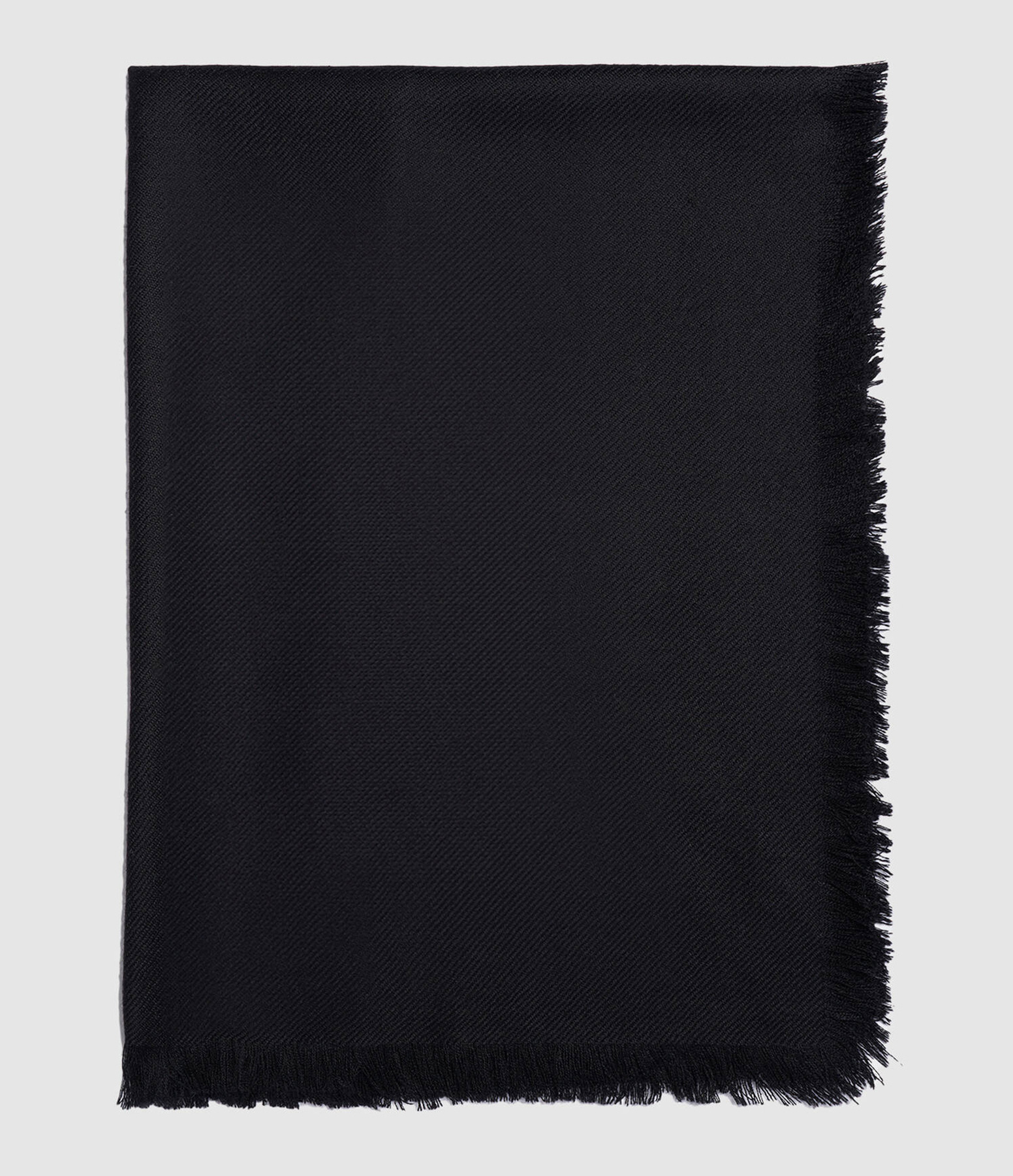 Écharpe Carré Twill à Franges Cachemire Noir