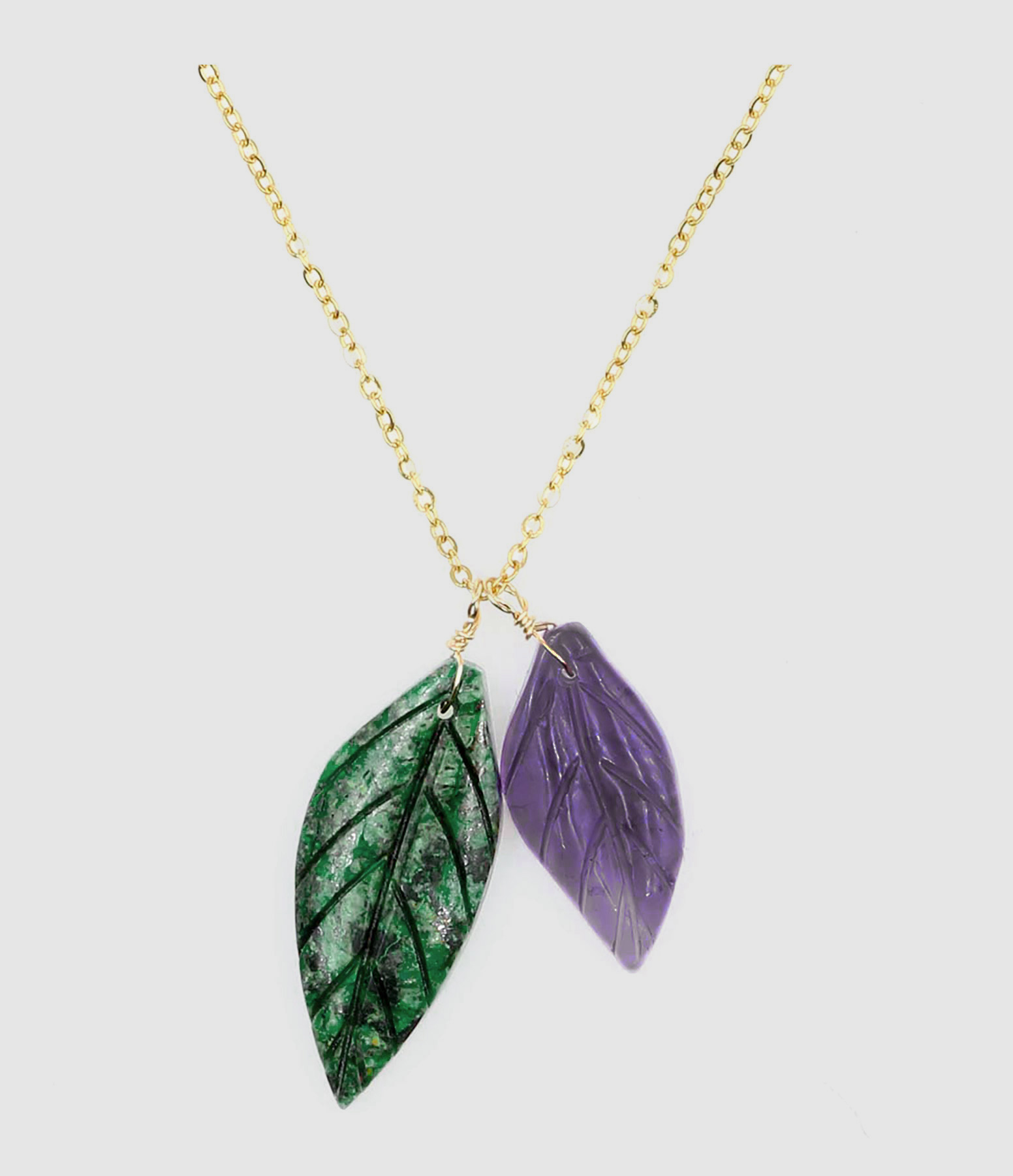 Collier Feuille Turquoise Africaine Améthyste