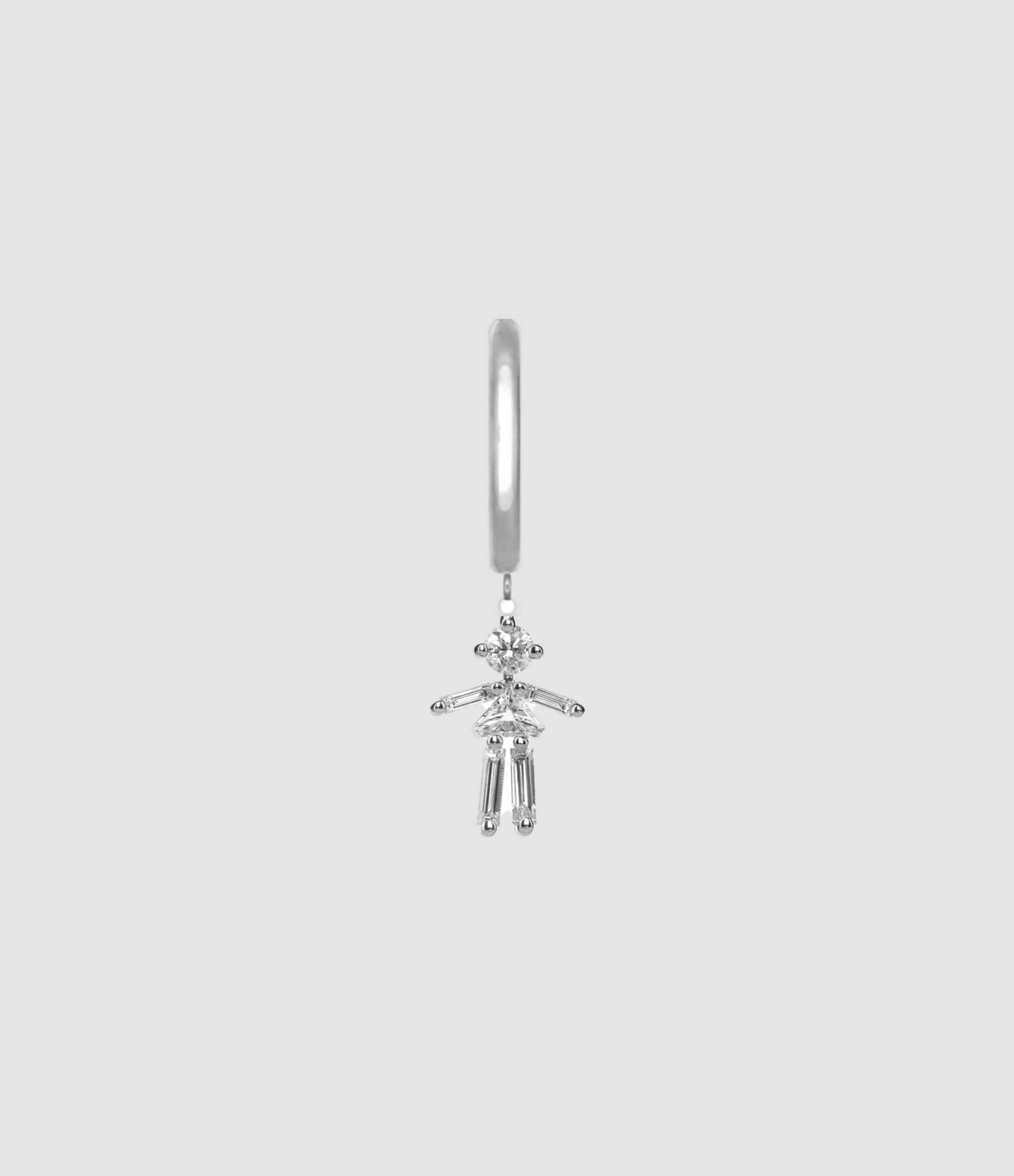 Mini Créole Emblématique Fille Or Blanc Diamants (vendue à l'unité)