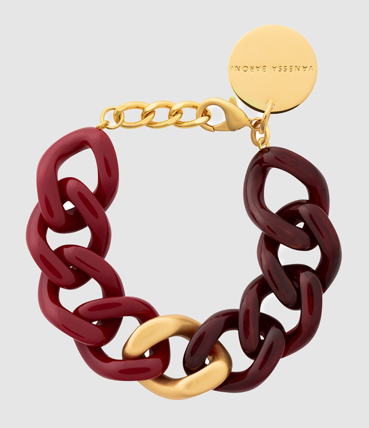 Bracelet Flat Chain 2 colors Gold Bordeaux Marble