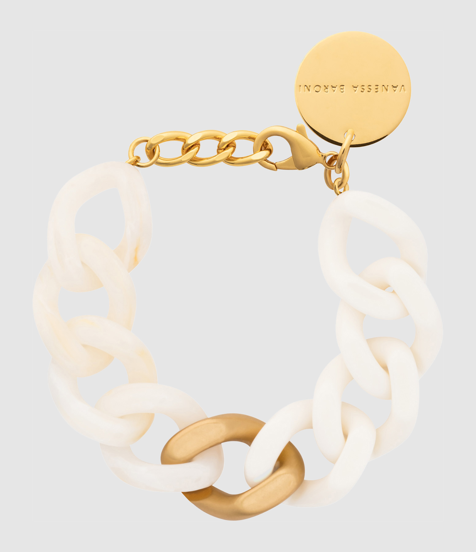 Bracelet Flat Chain 2 colors Gold Off White Pearl Marble