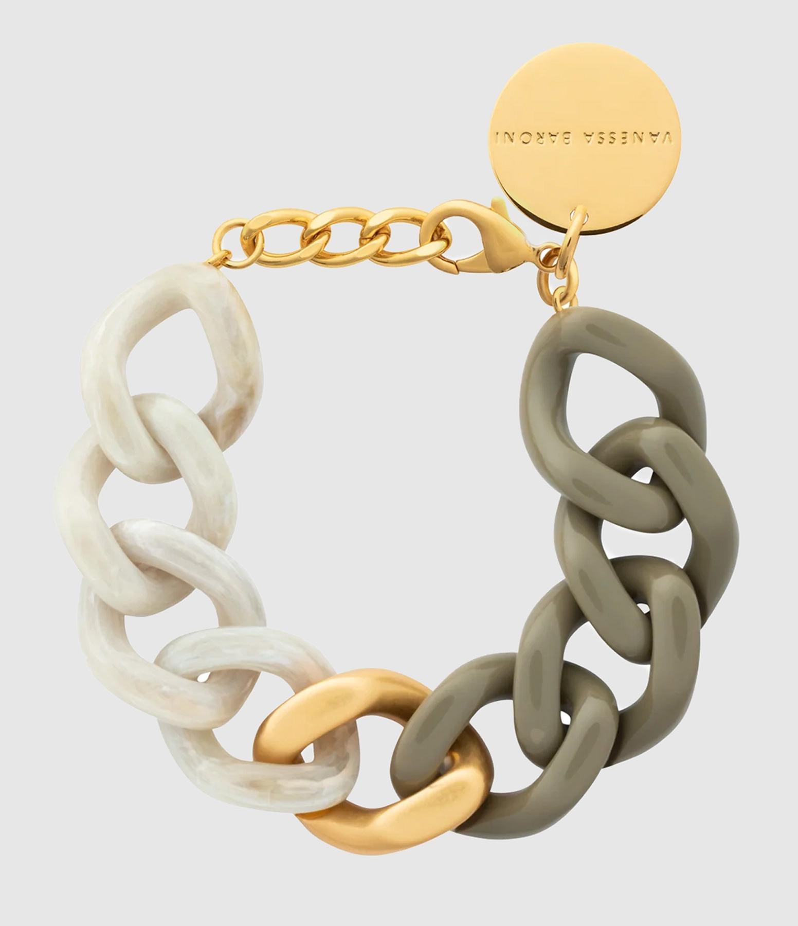 Bracelet Flat Chain 2 couleurs Gold Light Olive Snow Green Marble