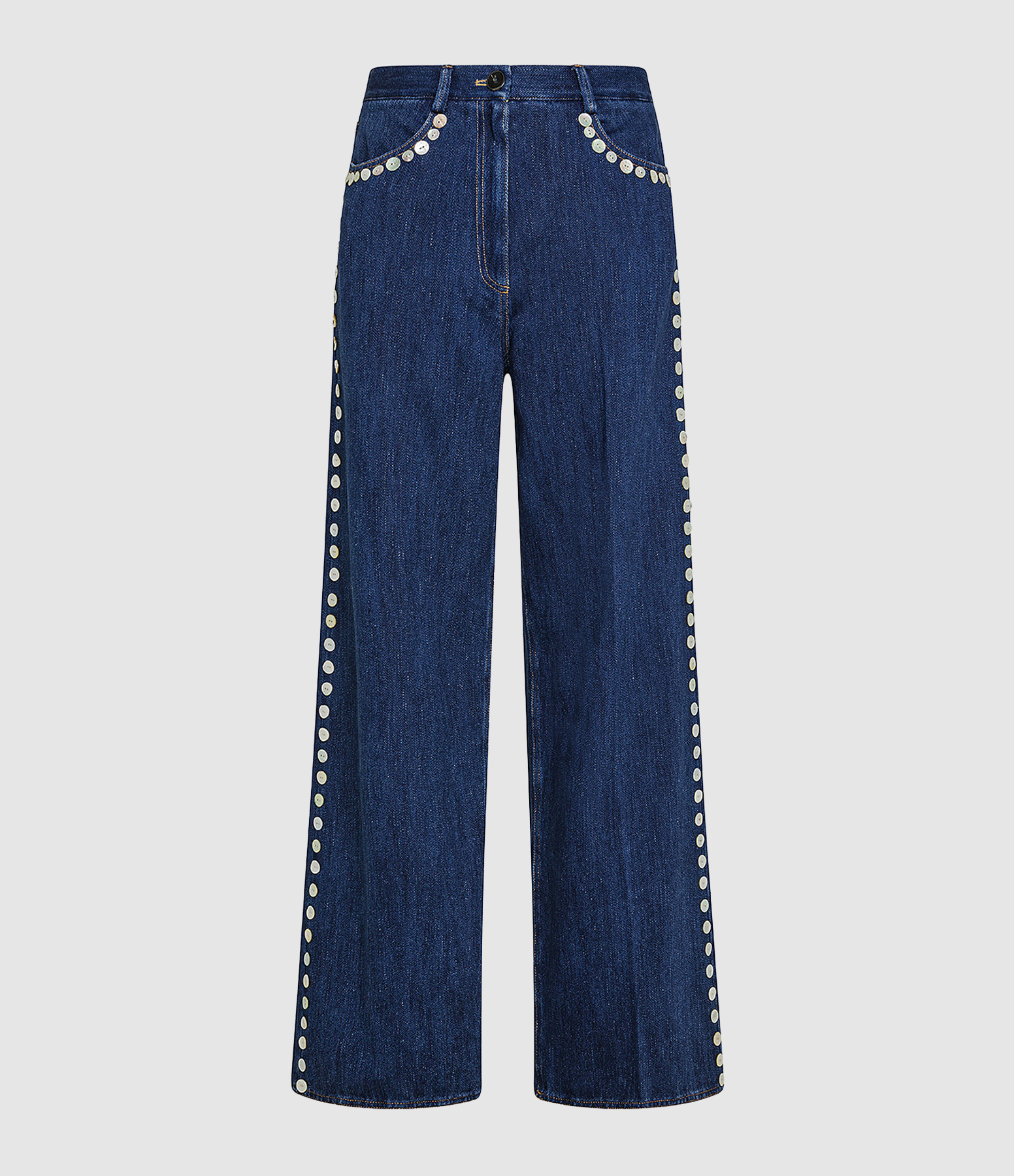 Jean Cotton Denim Cavalry Embroidered Indigo