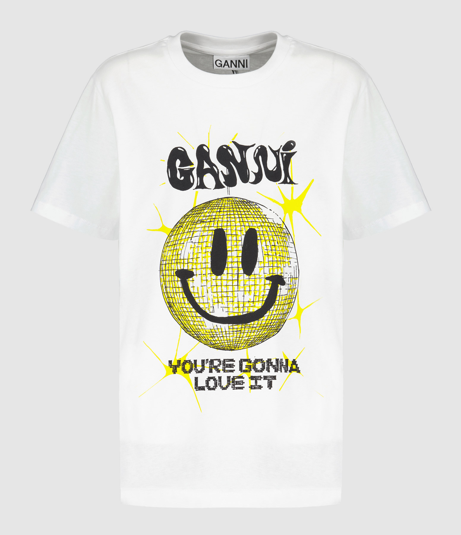 GANNI - Tee-shirt Smiley Coton Organique Blanc