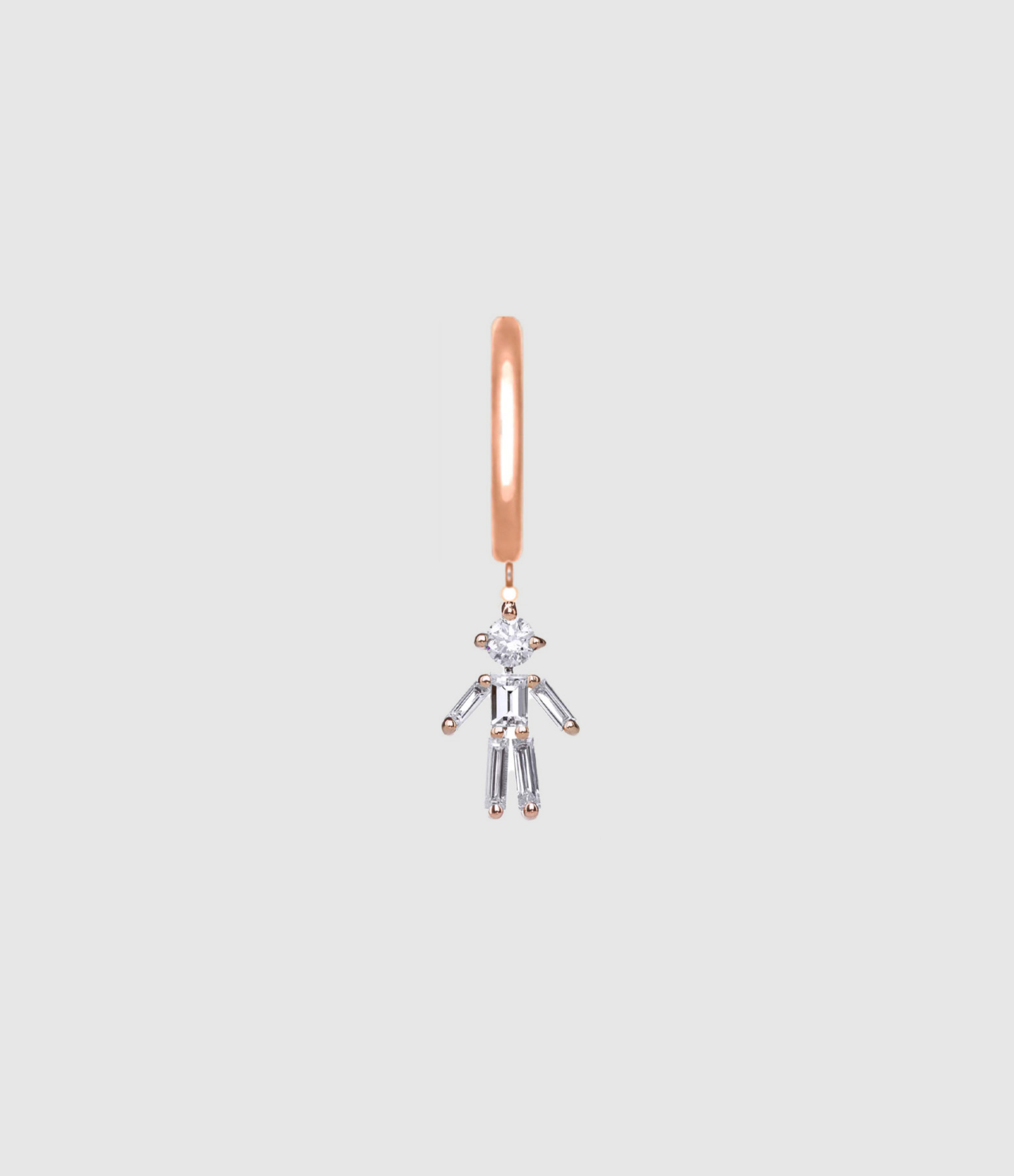 Mini Créole Emblématique Garçon Or Rose Diamants (vendue à l'unité)