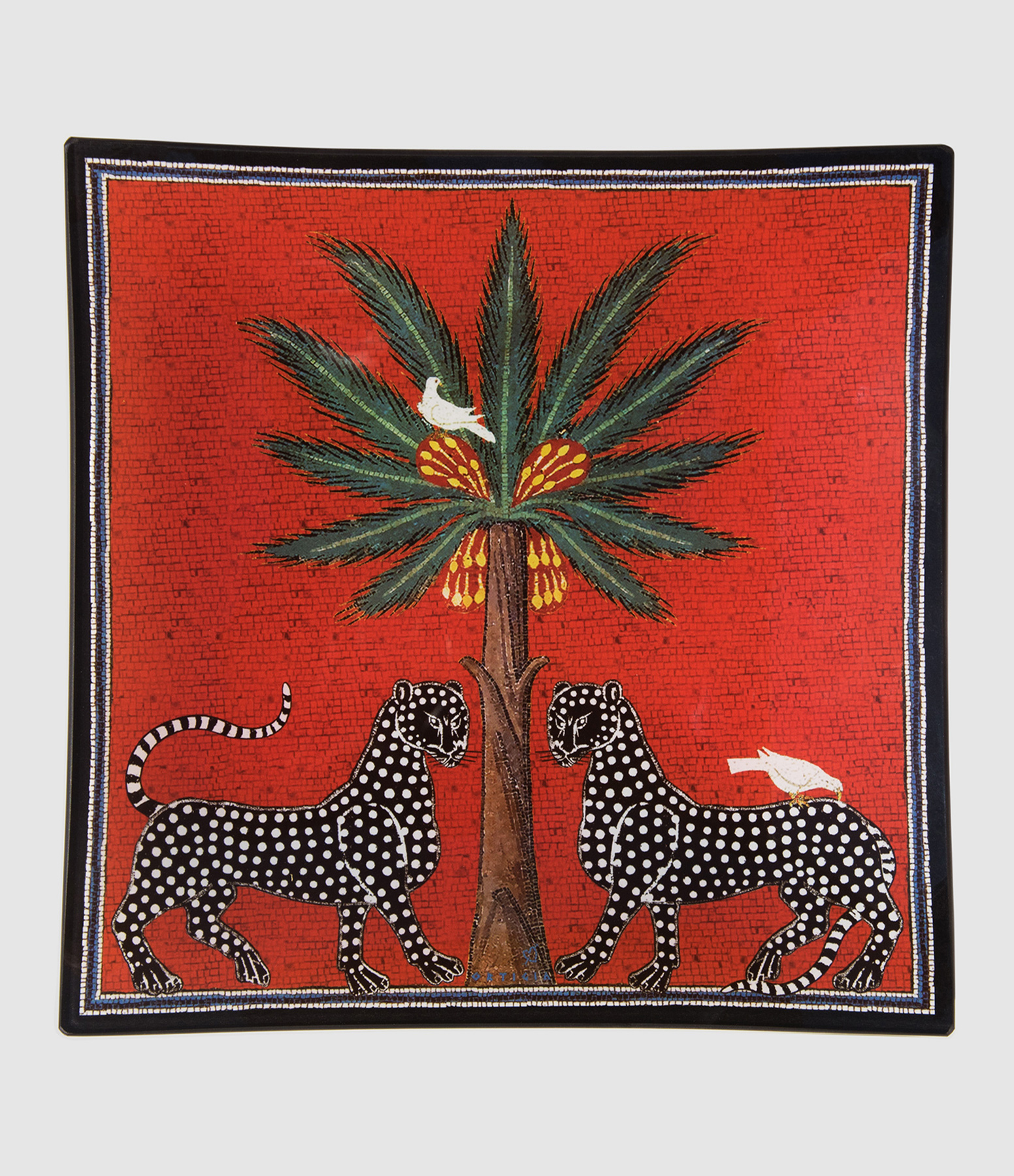 Assiette de Présentation en Verre Mosaïque Rouge 11