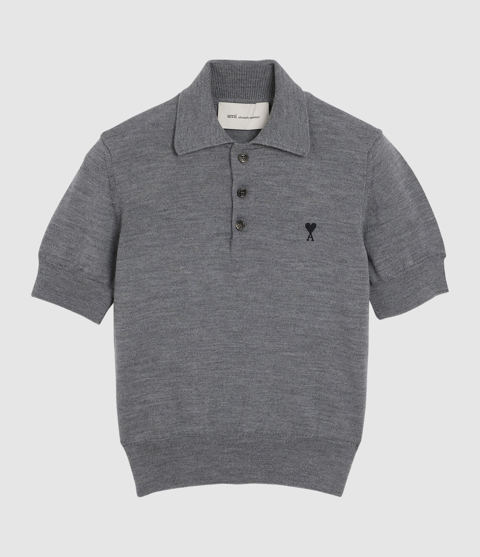 Polo Ami De Coeur Gris Cendre Chine Noir