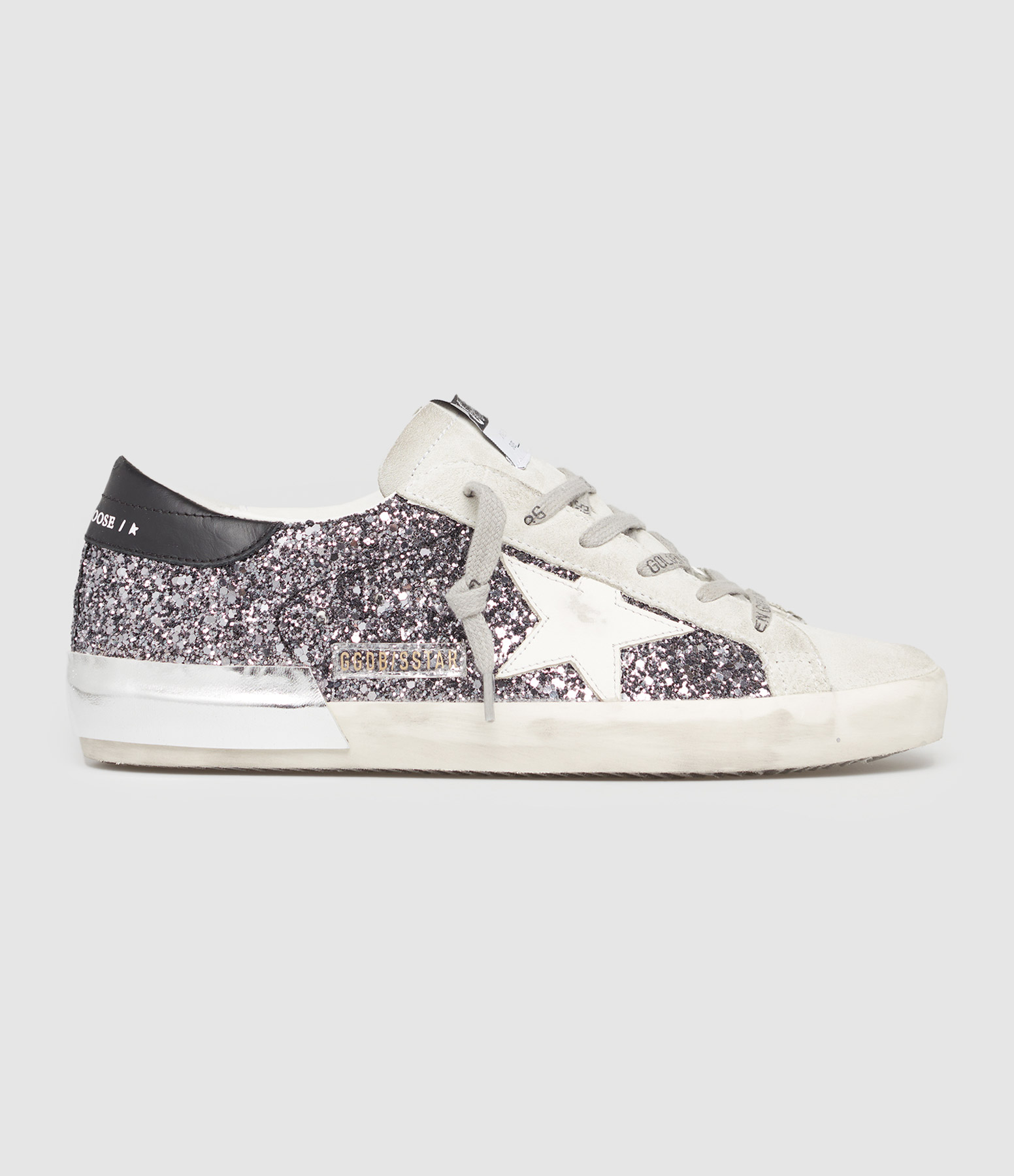 GOLDEN GOOSE - Baskets Superstar Glitter Anthracite Ice Noir