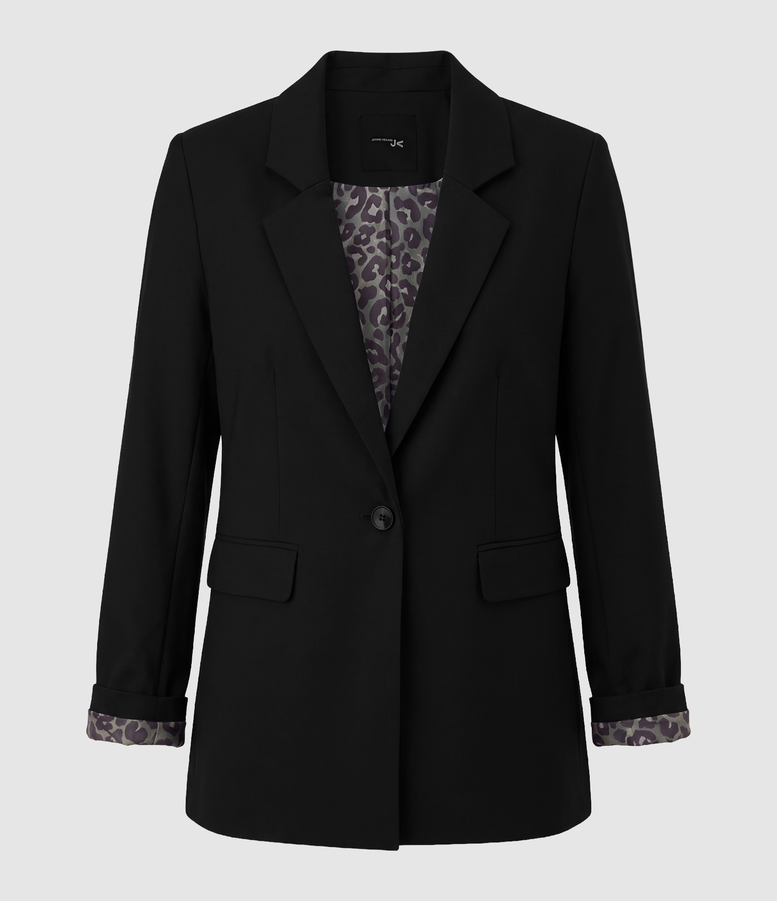 Blazer Rosa Noir Doublure Leopard Kaki