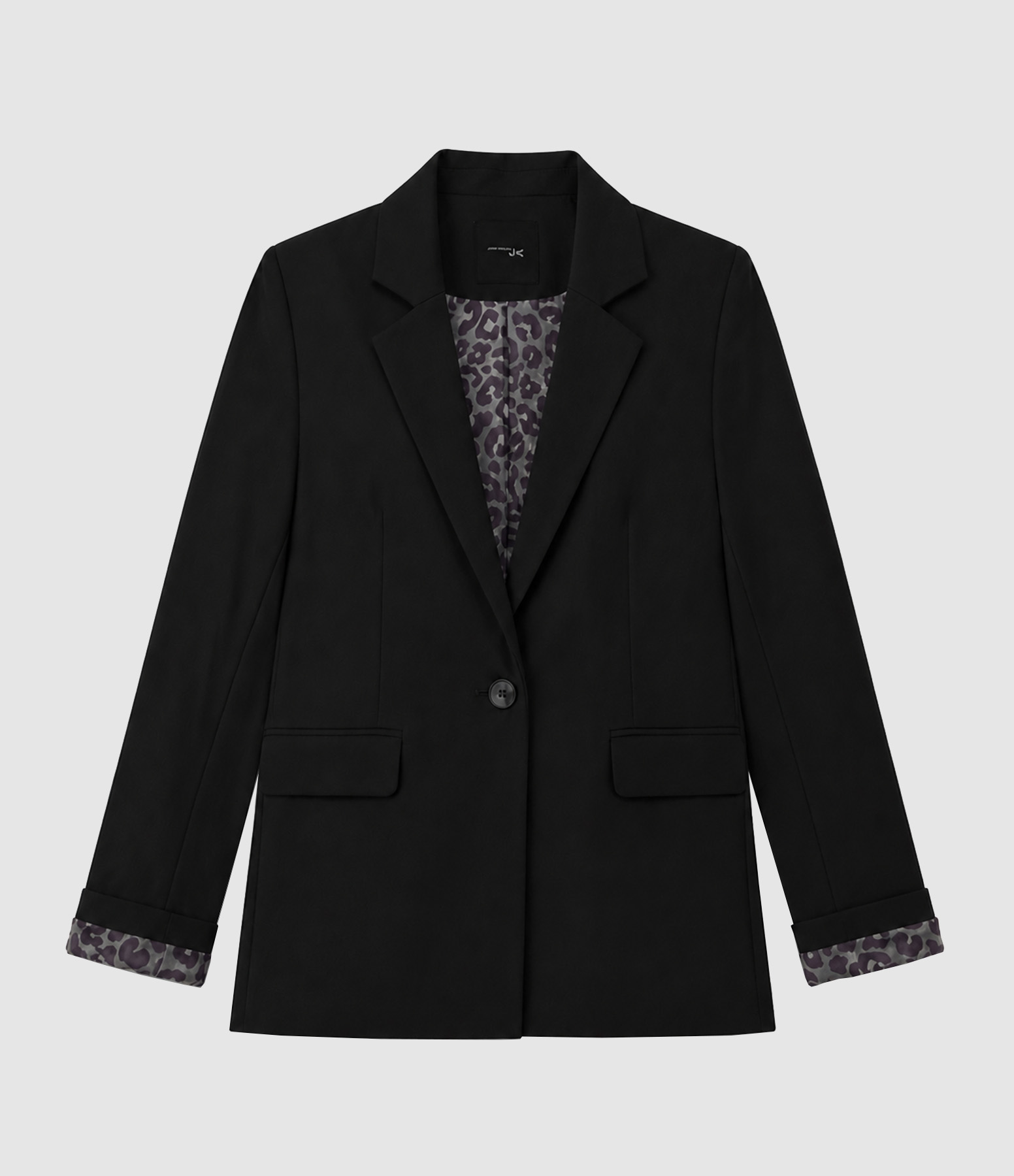 Blazer Rosa Noir Doublure Leopard Kaki
