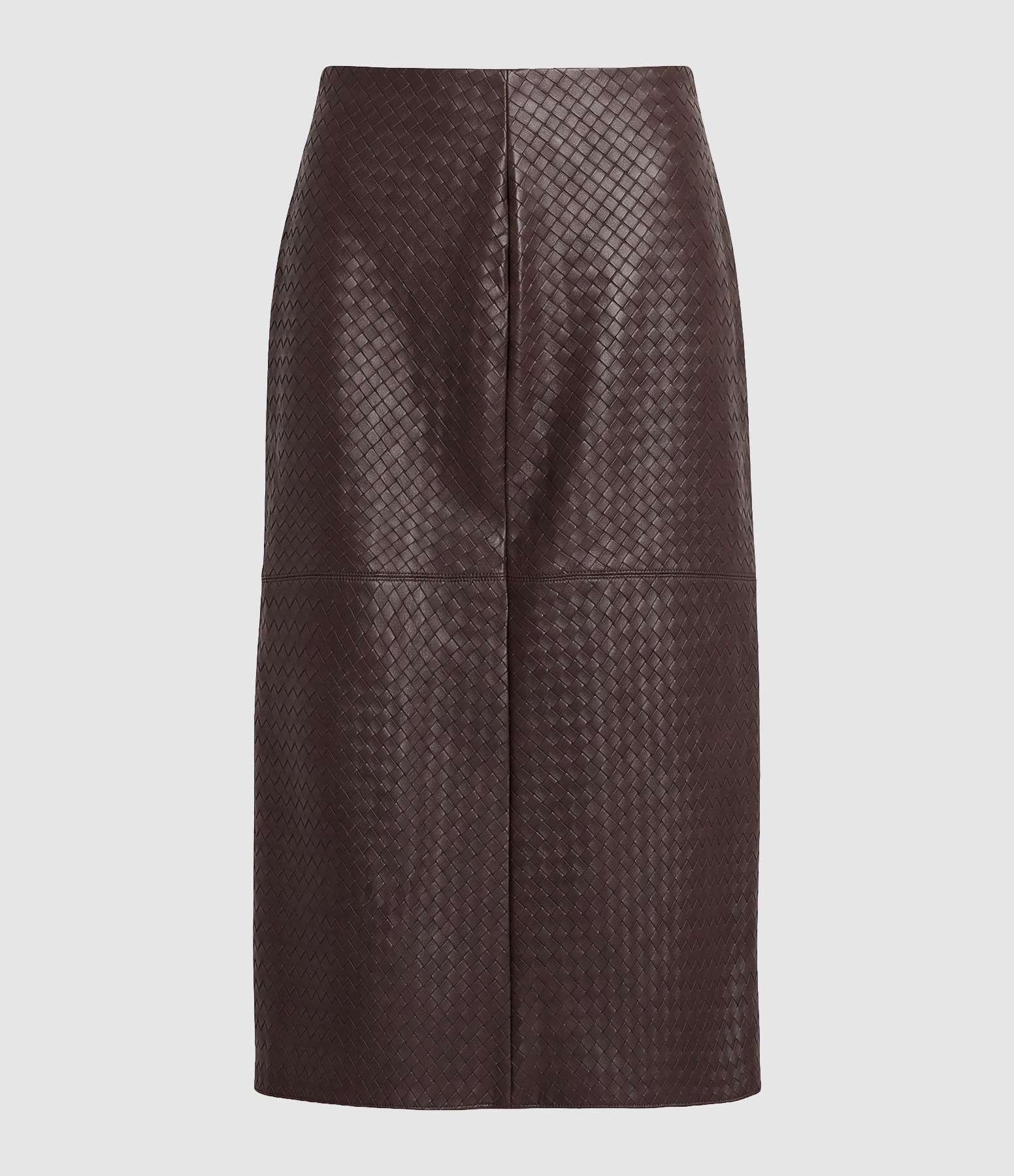 Jupe Rogger  Taille Haute, Mi-Longue Simili Chevron Chocolat