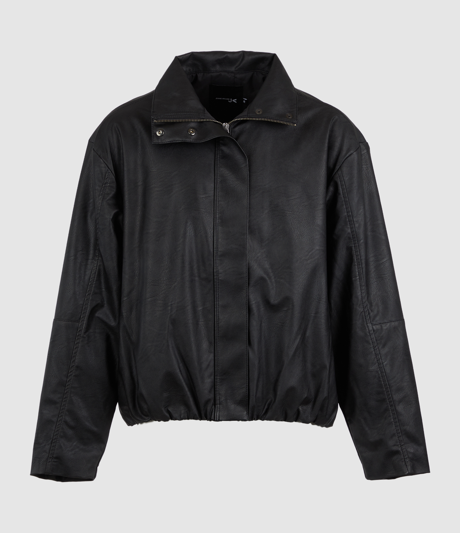 Blouson Romane Simili Cuir, Col Montant Zippé Devant
