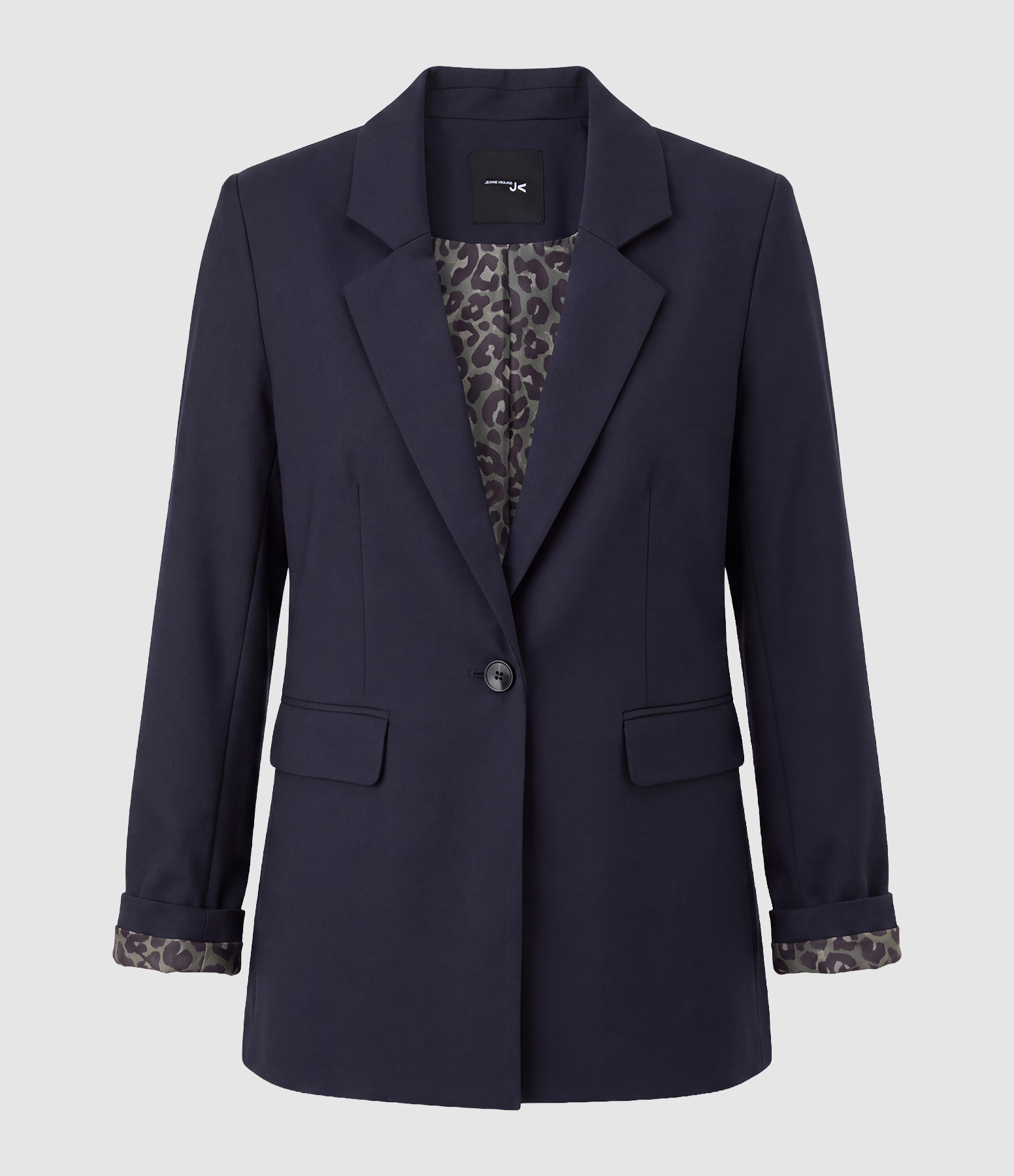 Blazer Rosa Navy Doublure Leopard Kaki