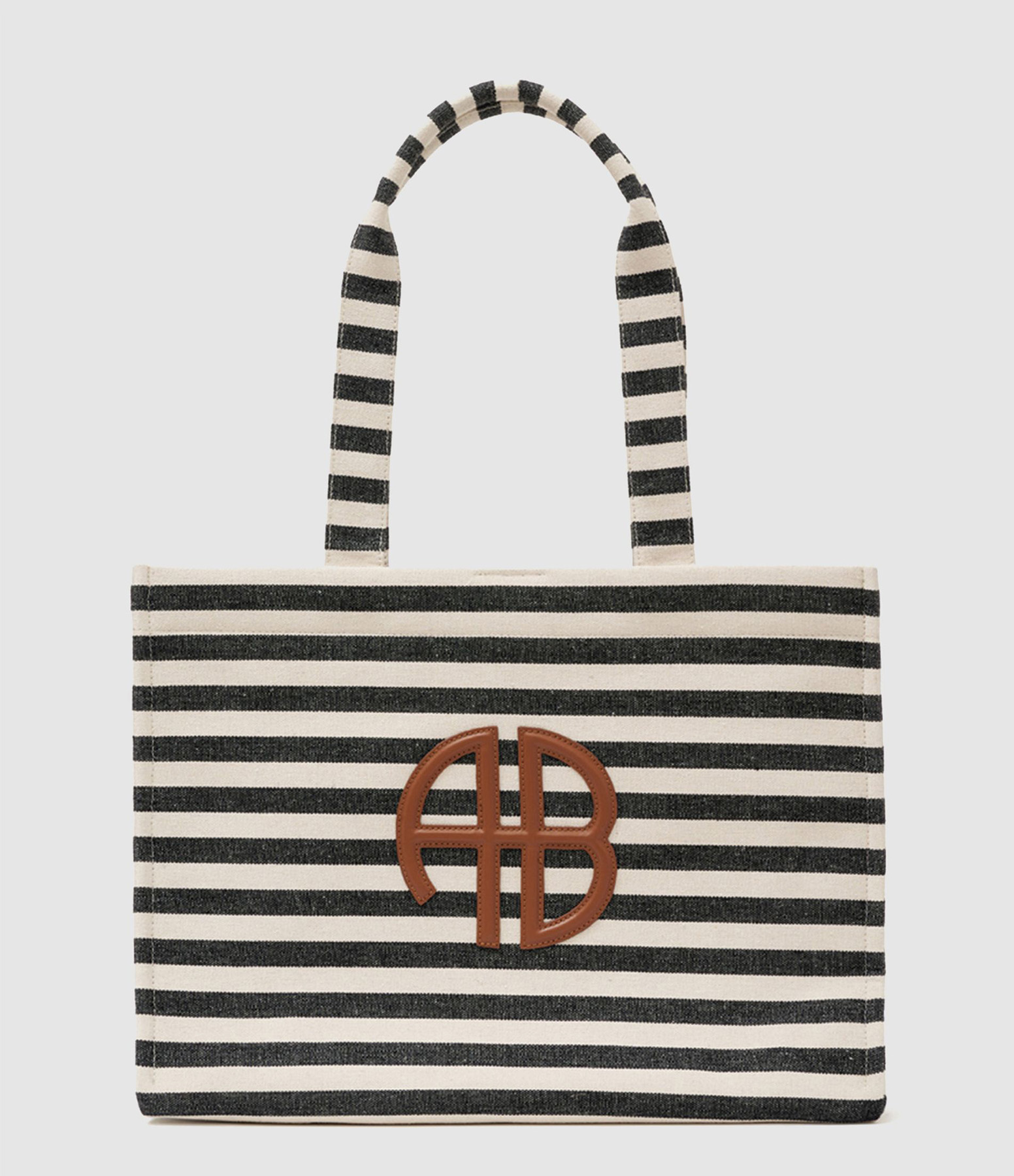 Sac Lara Tote Stripe Black And Natural