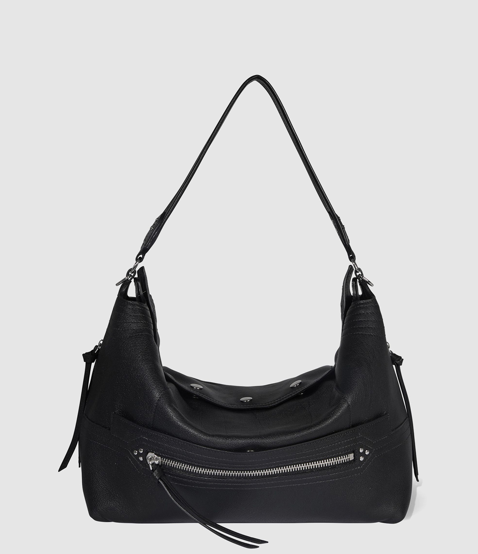 Sac Lucky Hobo Large Noir Silver