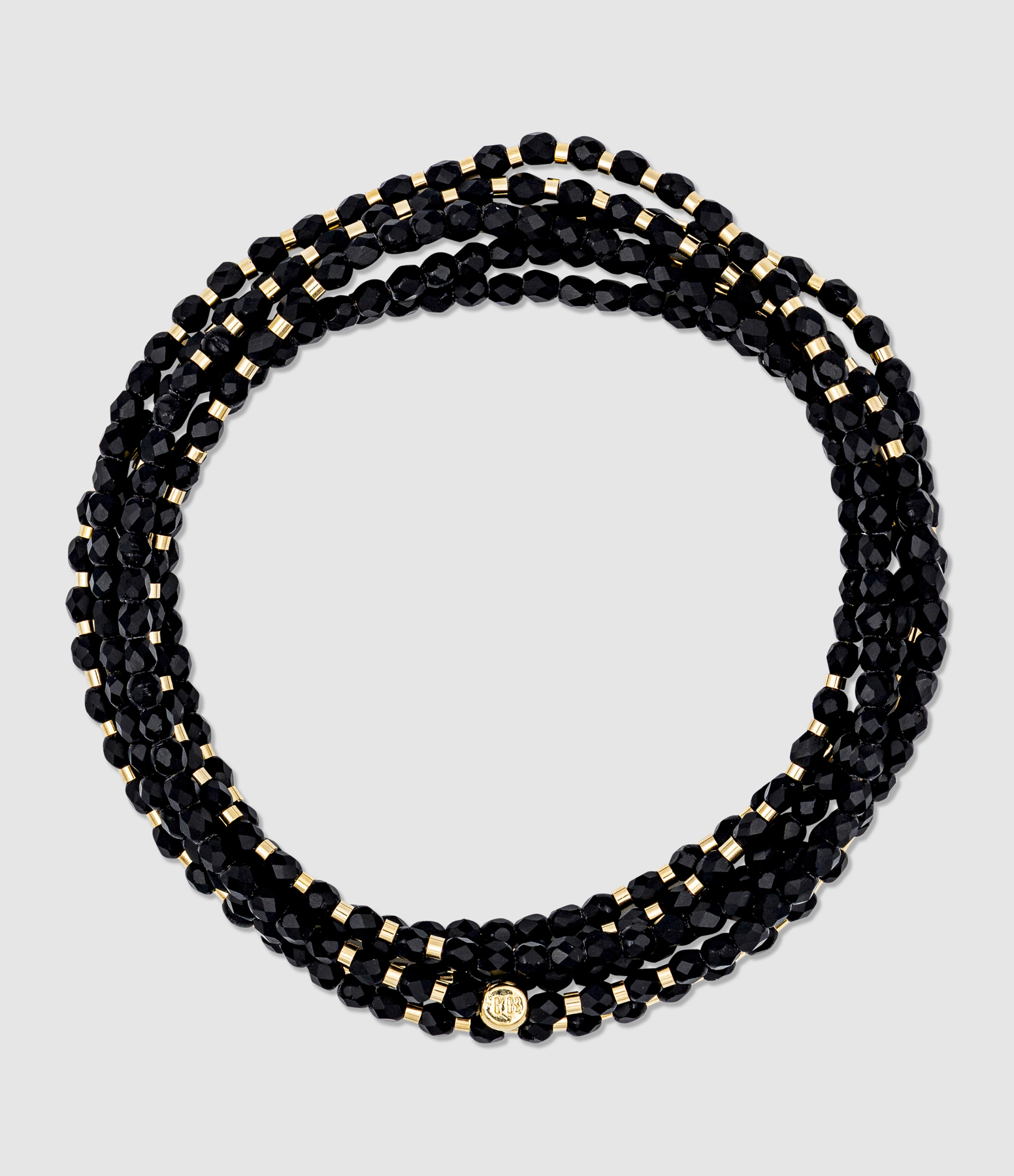 Collier et Bracelet 6 Tours Noir Mat 103cm, Exclu Lulli