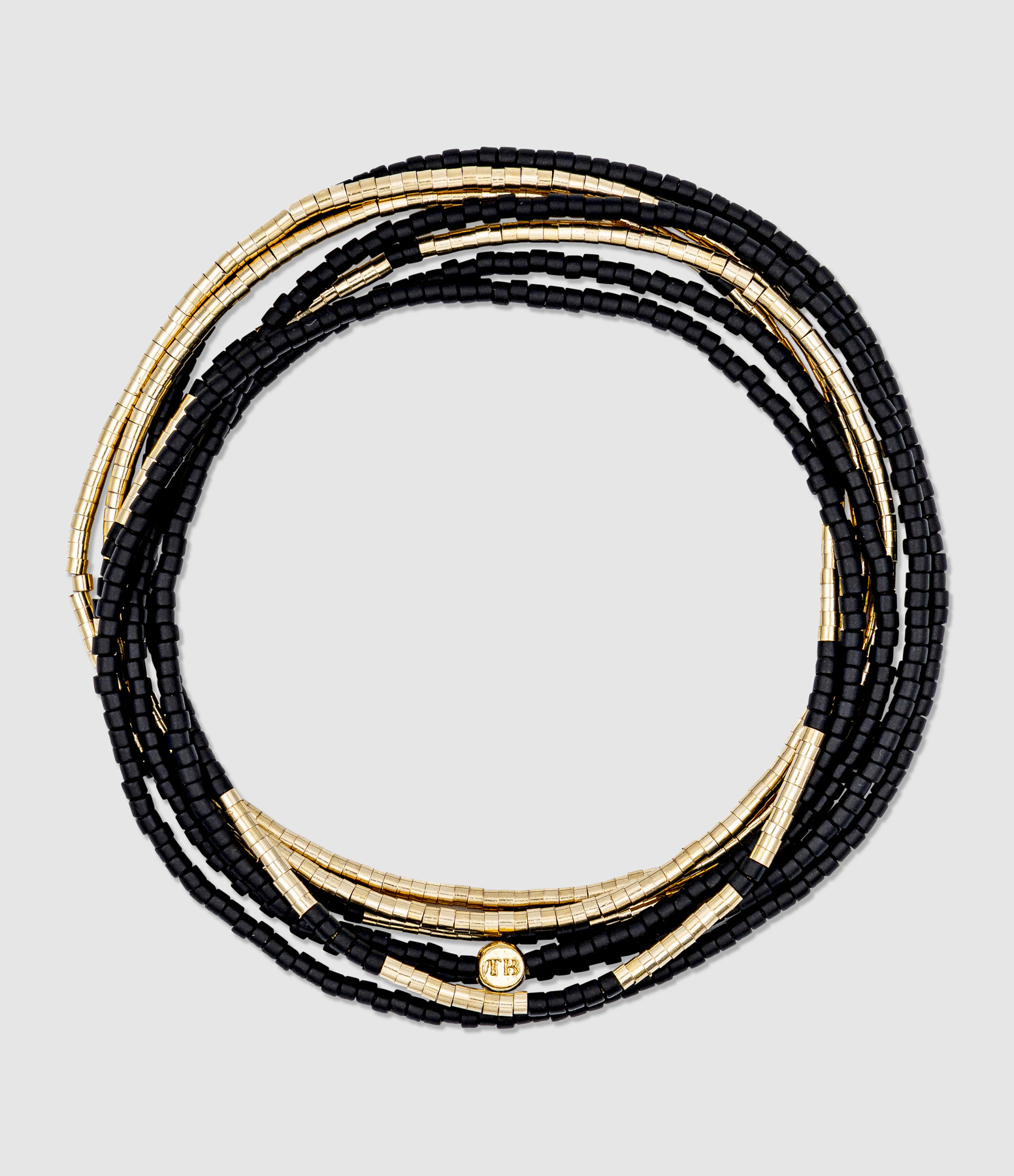 Collier et Bracelet 7 Tours Slim Noir Mat 120cm, Exclu Lulli