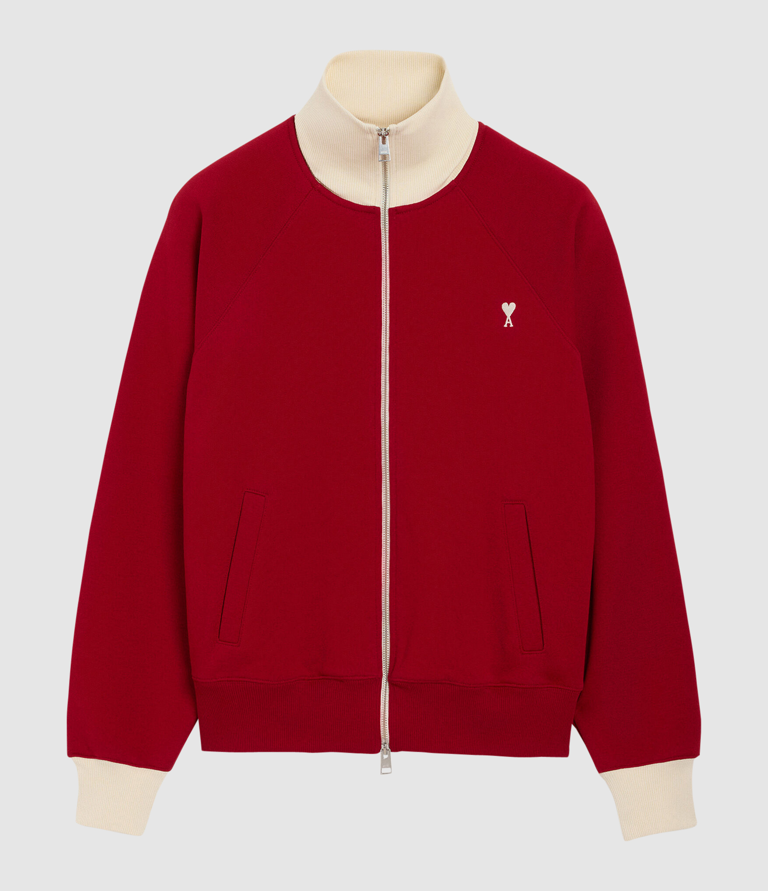 Sweatshirt Zippé Off White Ami De Coeur  Rouge Rubis Ivoire