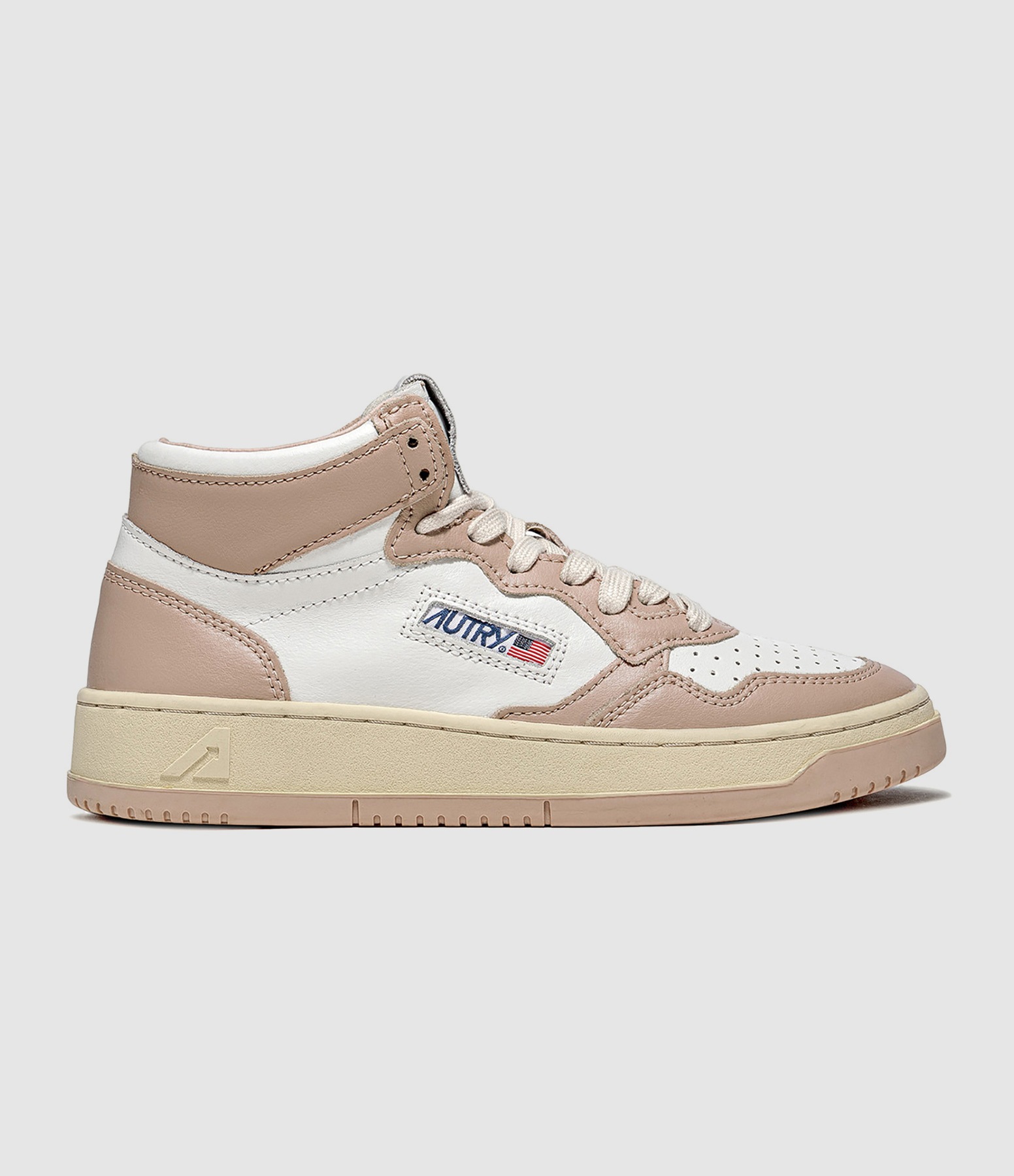 Baskets Medalist Mid Cuir Blanc, Mushroom