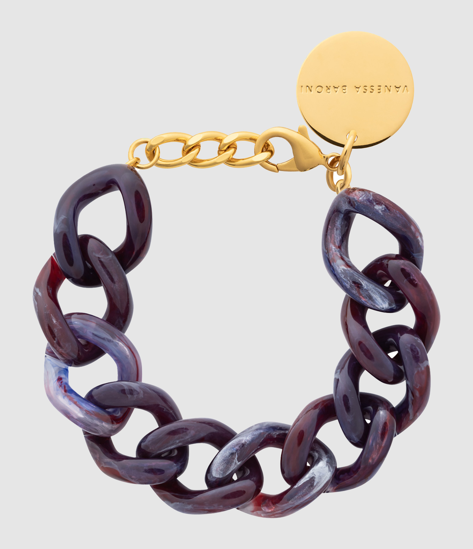 Bracelet Mini Flat Chain Aubergine Marble