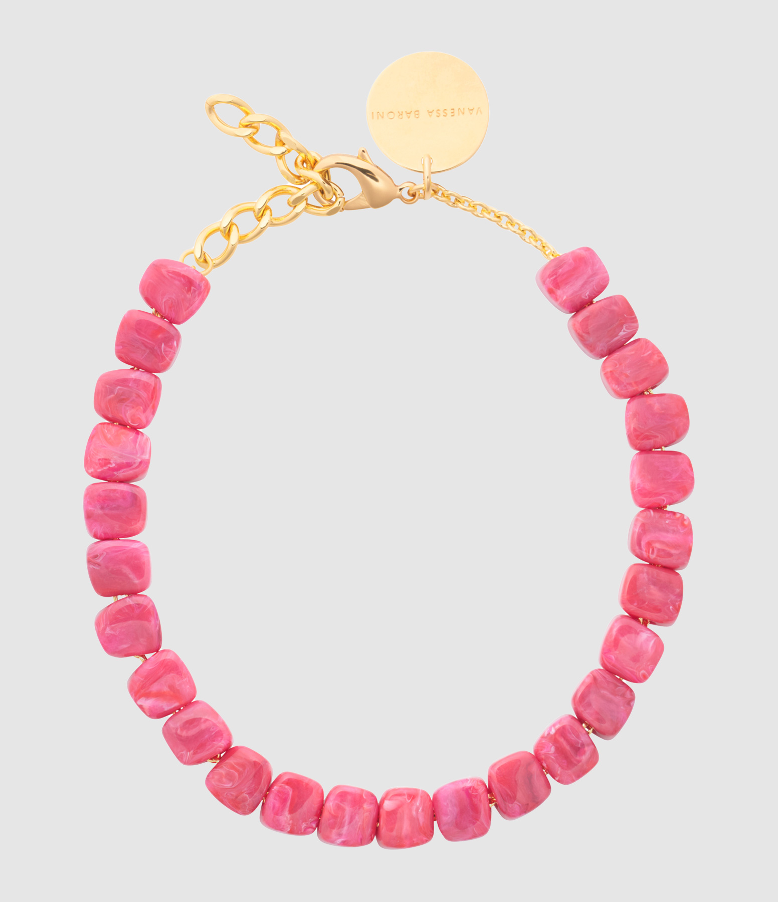 Collier Mini Organic Shaped Raspberry Marble