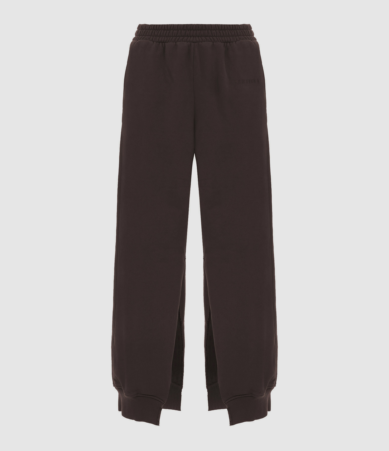 Pantalon Jogging Large Fendu Coton Marron