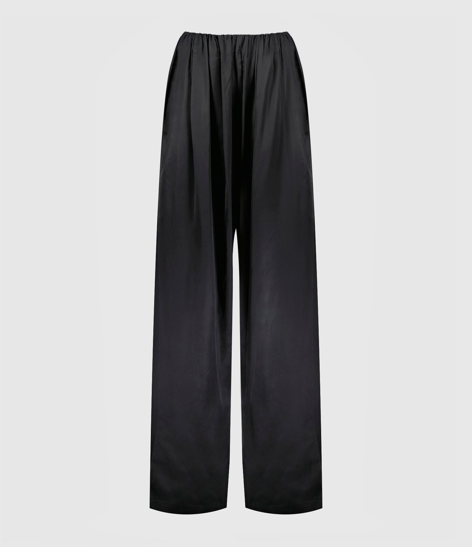 Pantalon Fluide Satin Plissé Noir