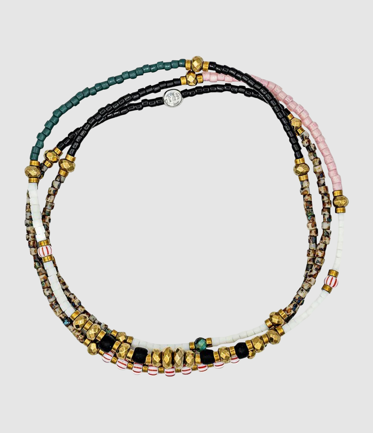 Collier Et Bracelet 3 Tours Nina Slim 3 Multicolore 49 cm