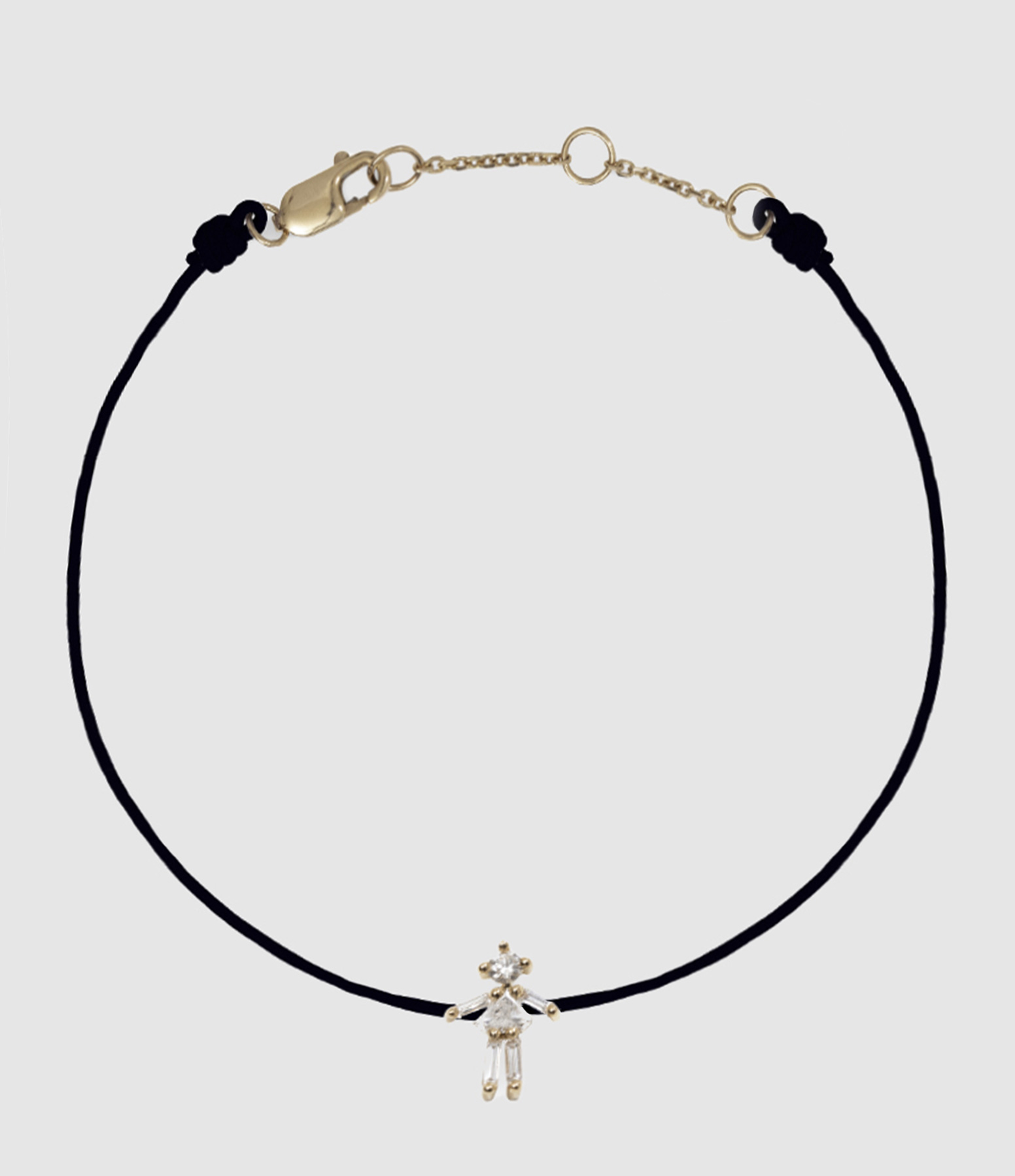 Bracelet Cordon Fille Or Rose Diamants