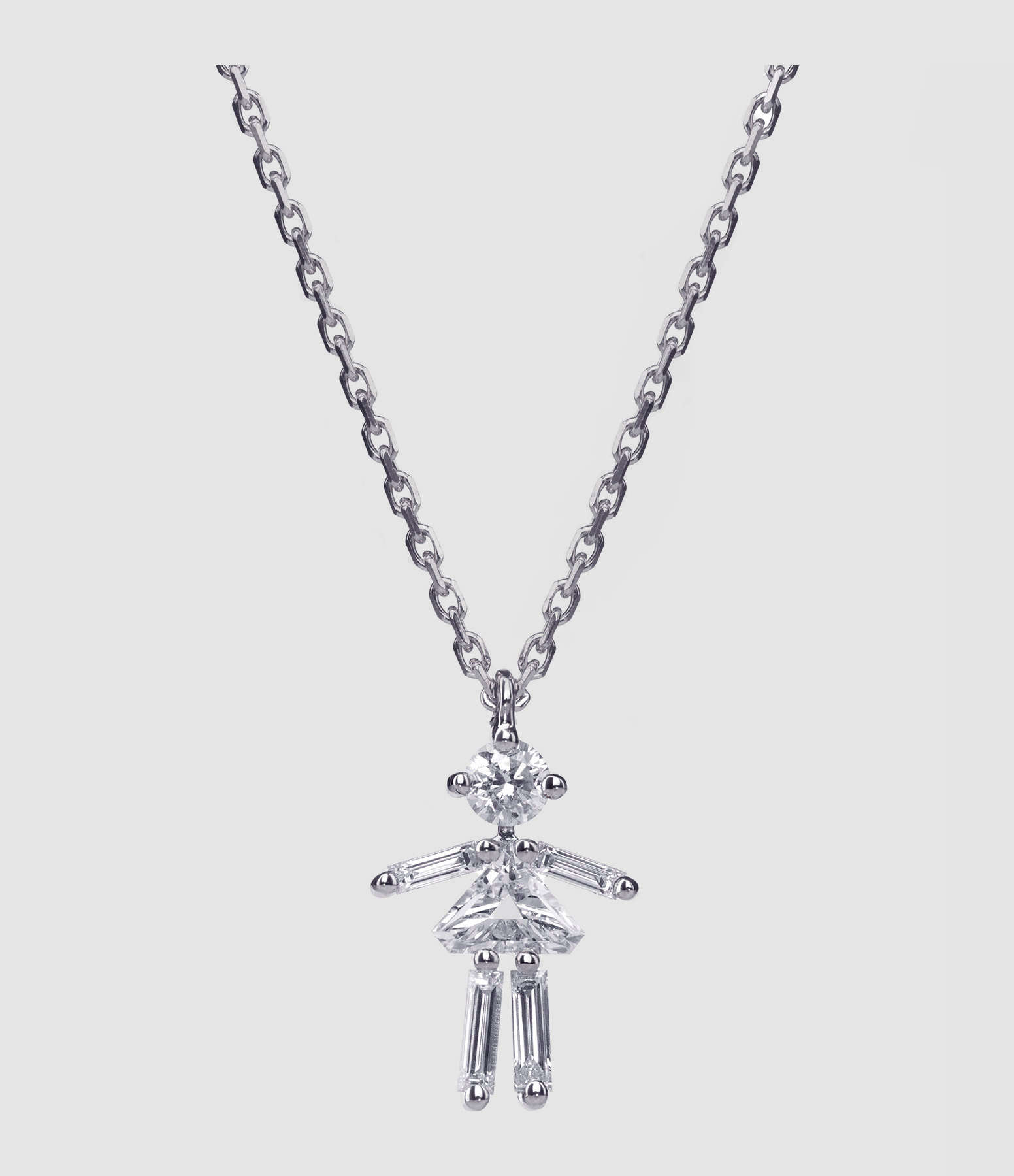 Collier Emblématique Fille Or Blanc Diamants
