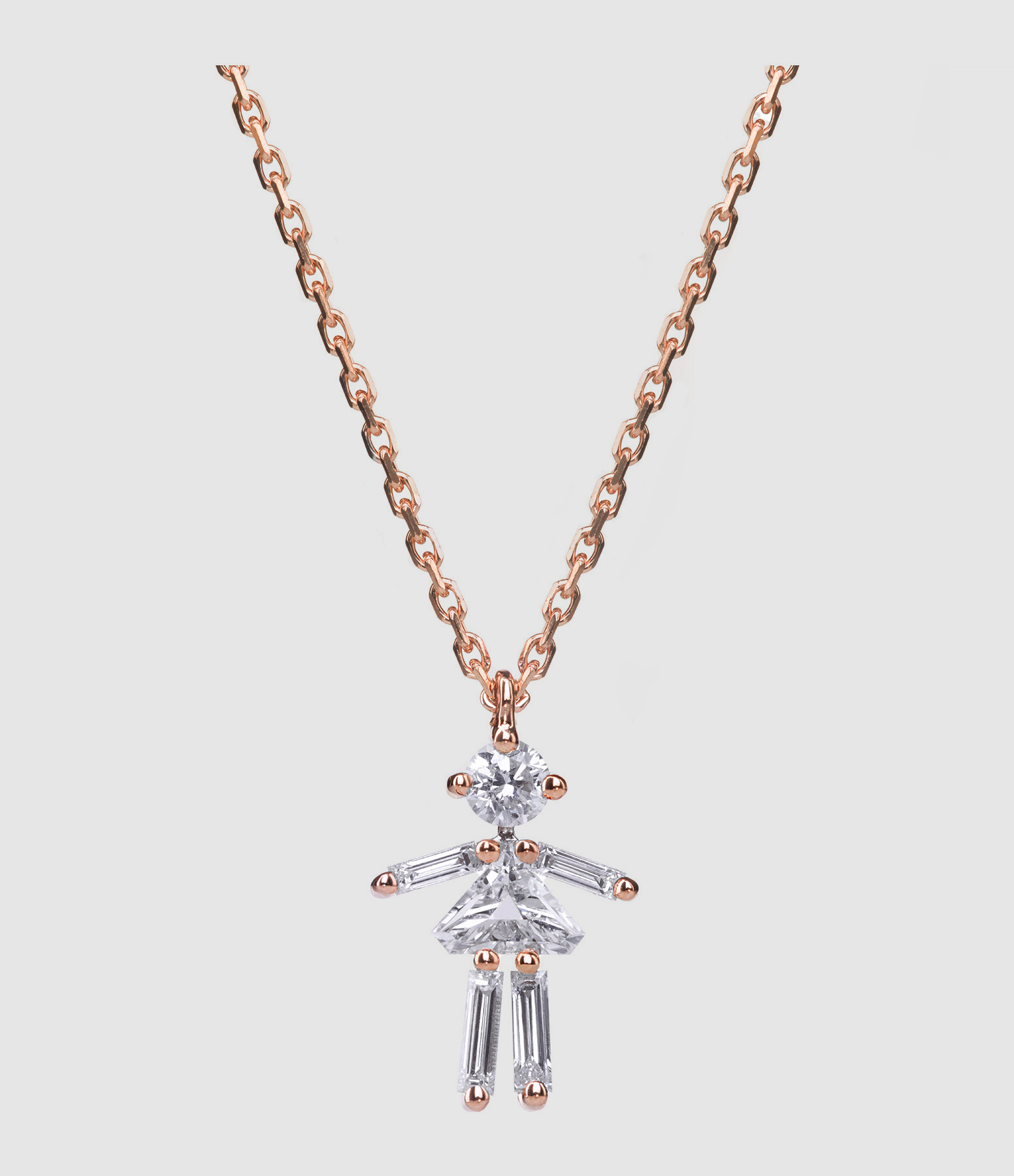 Collier Emblématique Fille Or Rose Diamants