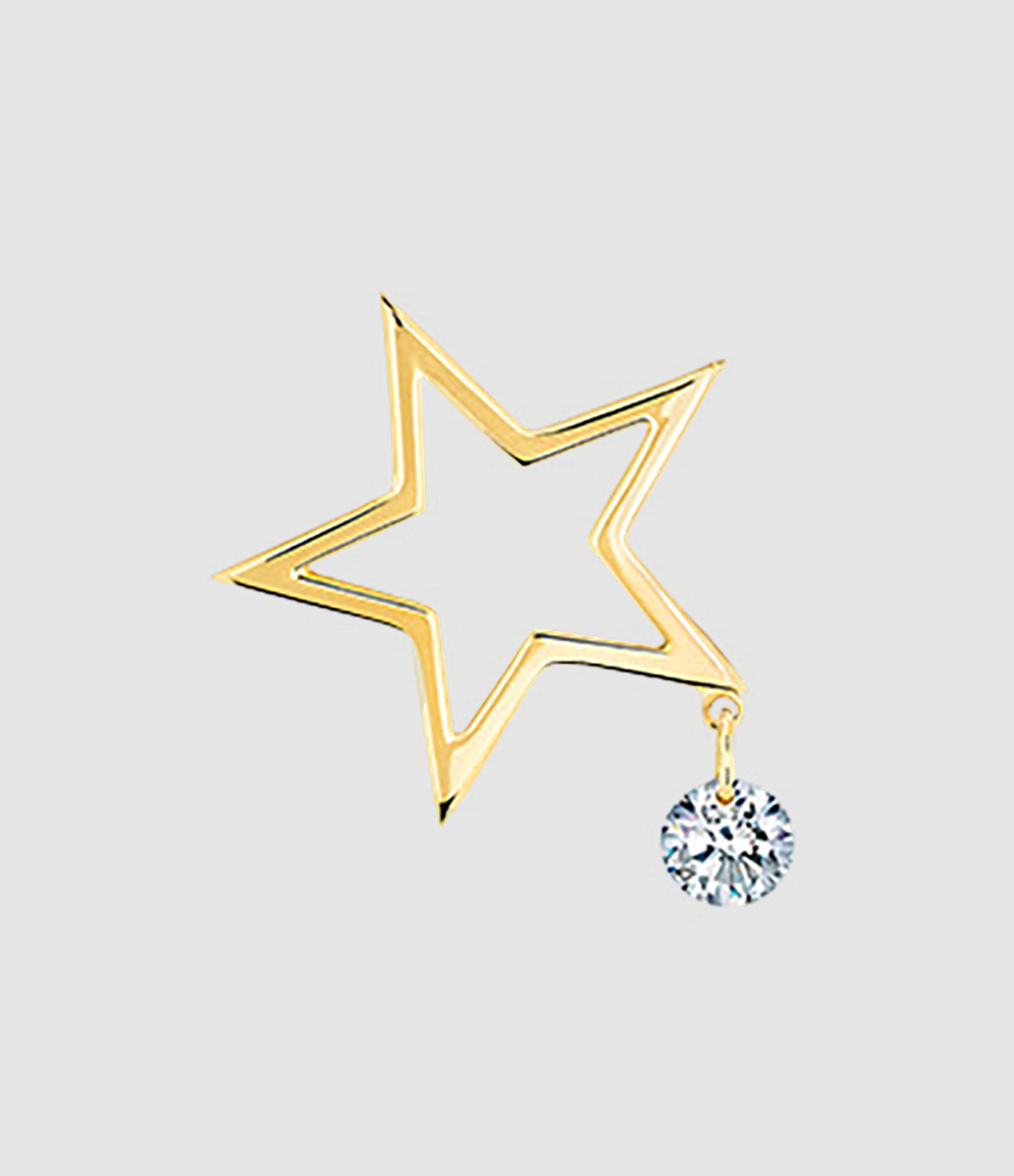 Boucle d'oreille Pin's Mon Étoile Diamant Or Jaune (vendue à l'unité)