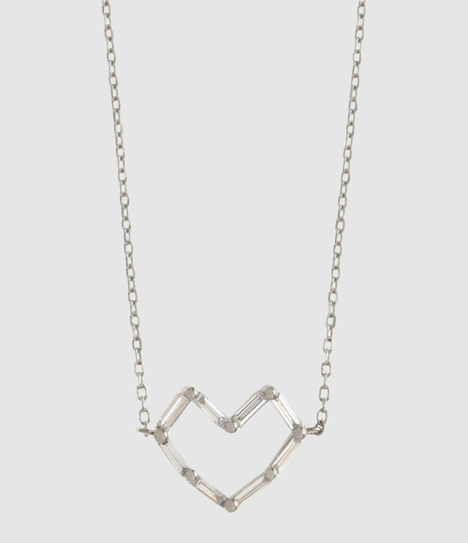 Collier Pendentif Mini Coeur Or Blanc 18k Et Diamants