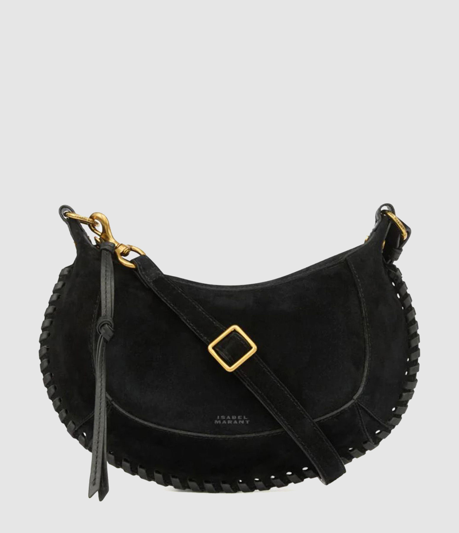 Sac Oskan Moon Tressé Cuir Suédé Noir