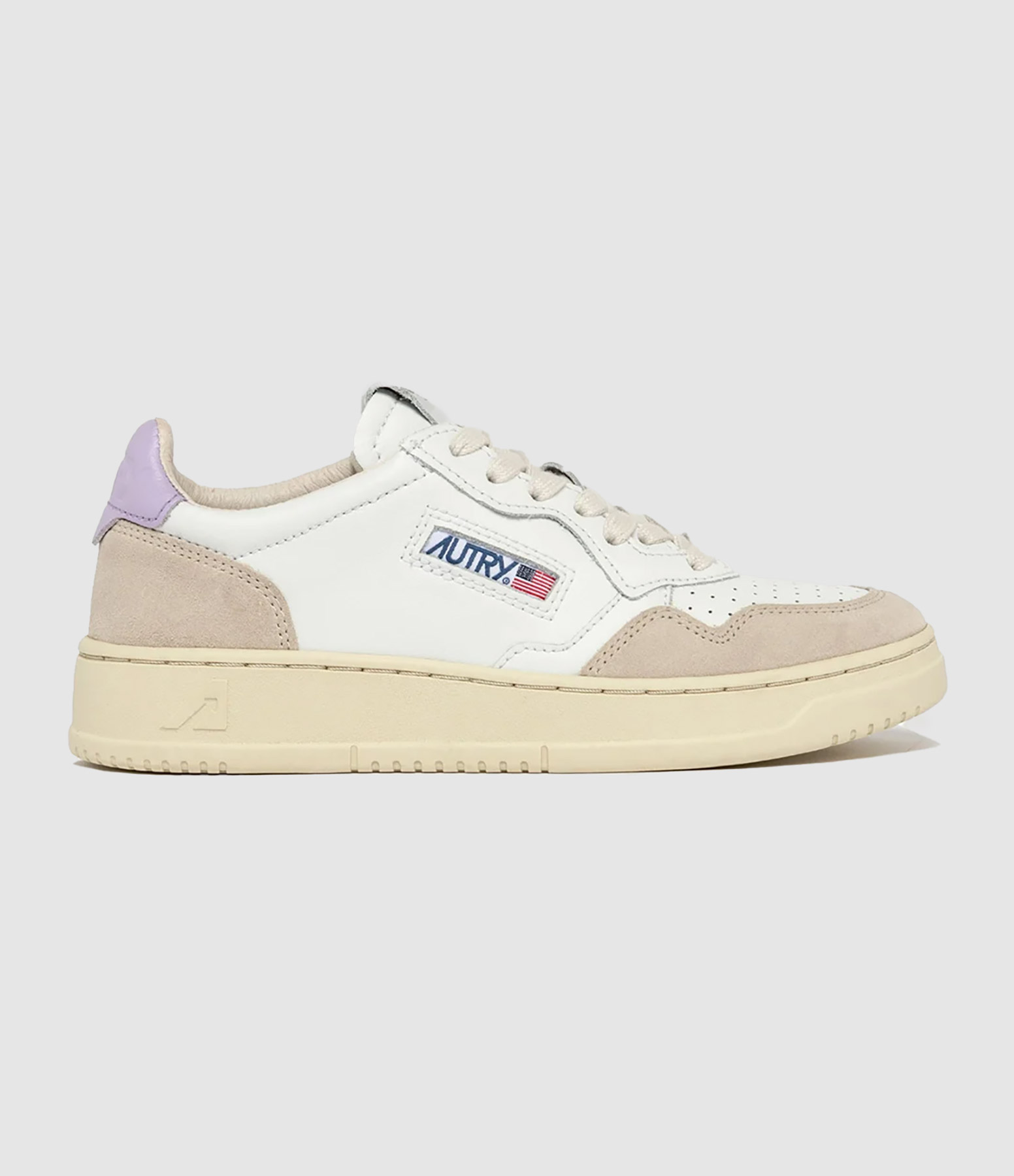 Baskets Medalist Cuir Blanc, Beige, Lilas