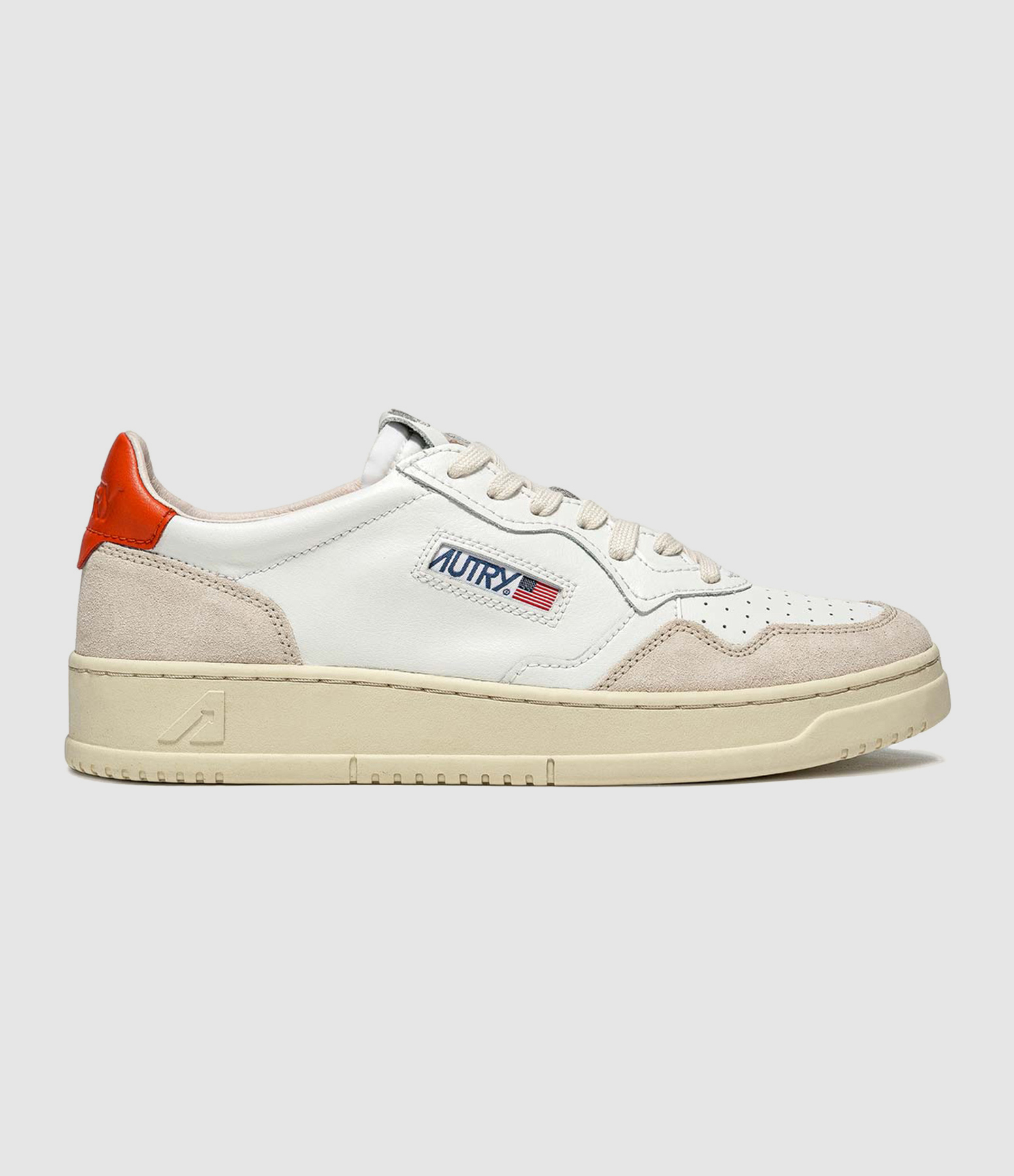 Baskets Medalist Cuir Blanc, Beige, Orange