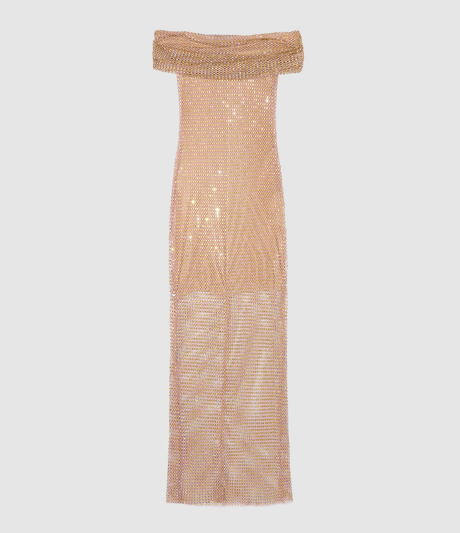 Robe Maxi Hotfix Résille Fauve