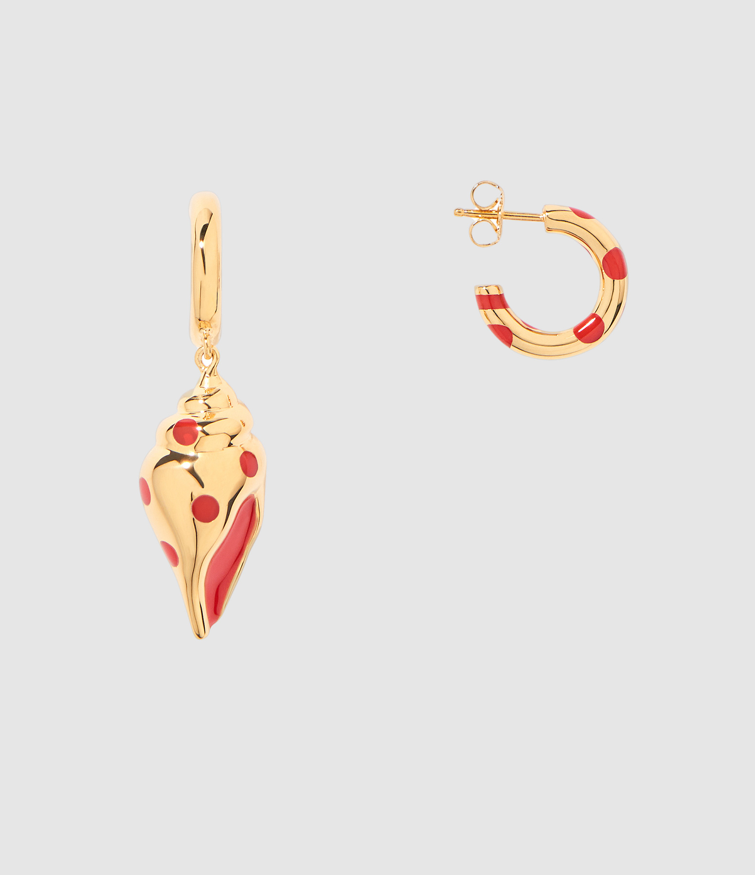 Créoles Positano Coquillage Pois Vermillon