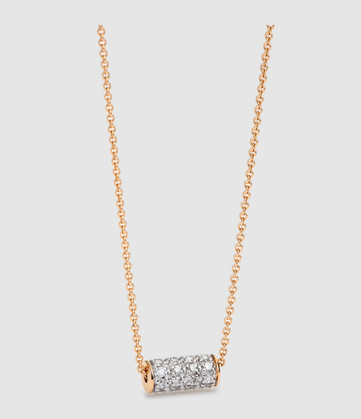 Collier Straw Mini Or Rose Diamants