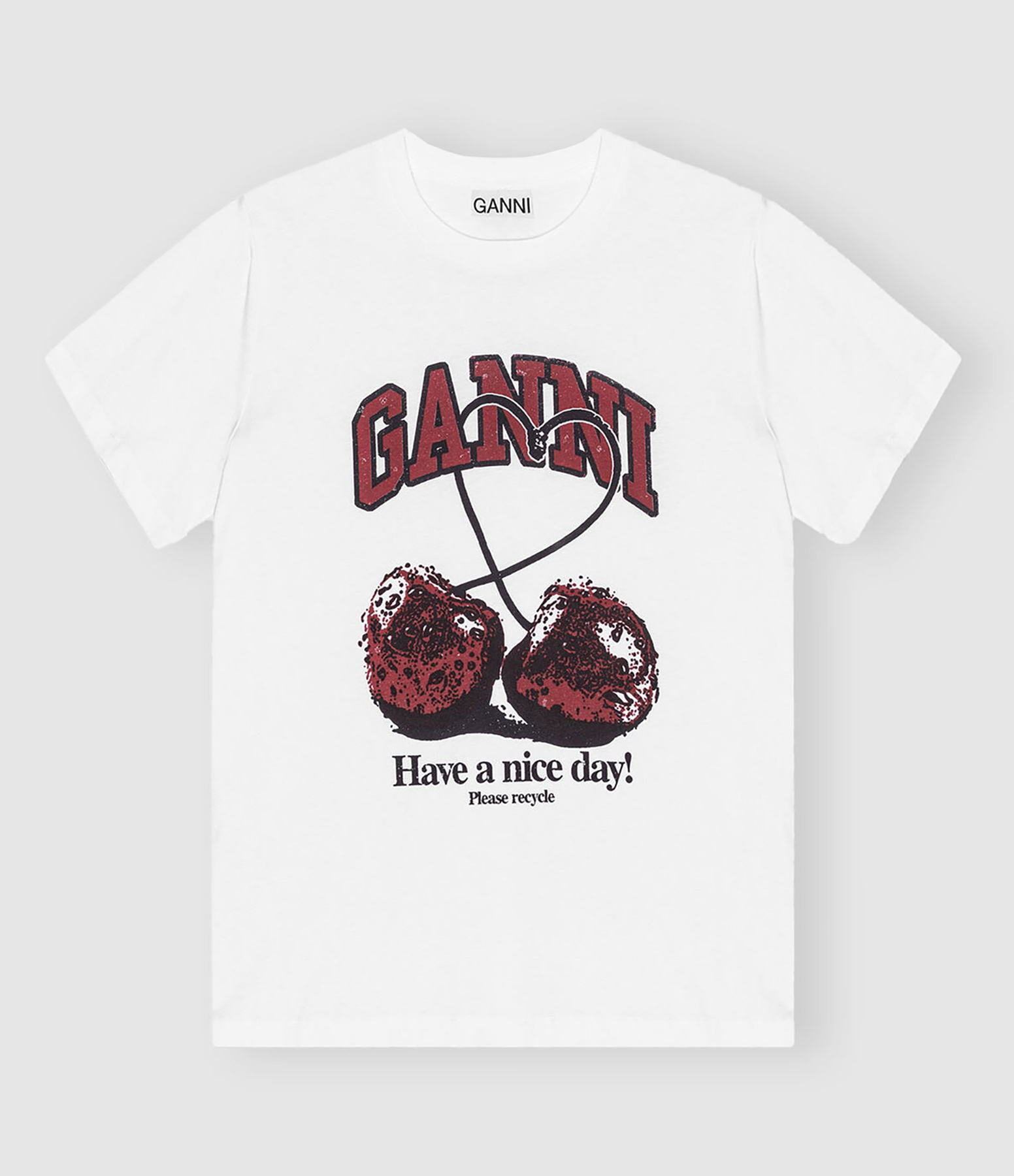GANNI - Tee-shirt Basic Jersey Cherry Relaxed Bright White