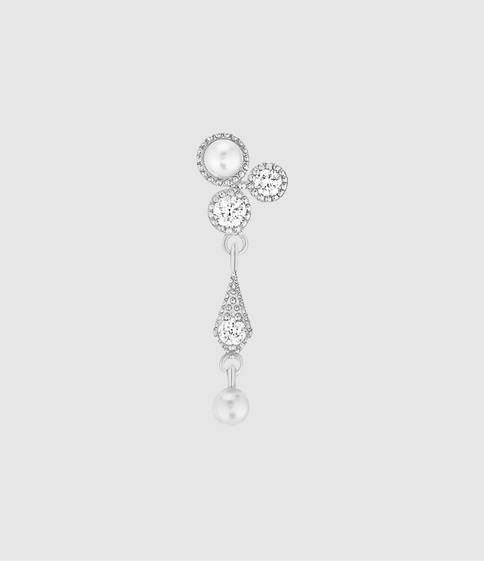 Boucle d'oreille Tears of Joy Or Diamants Perles (vendue à l'unité)