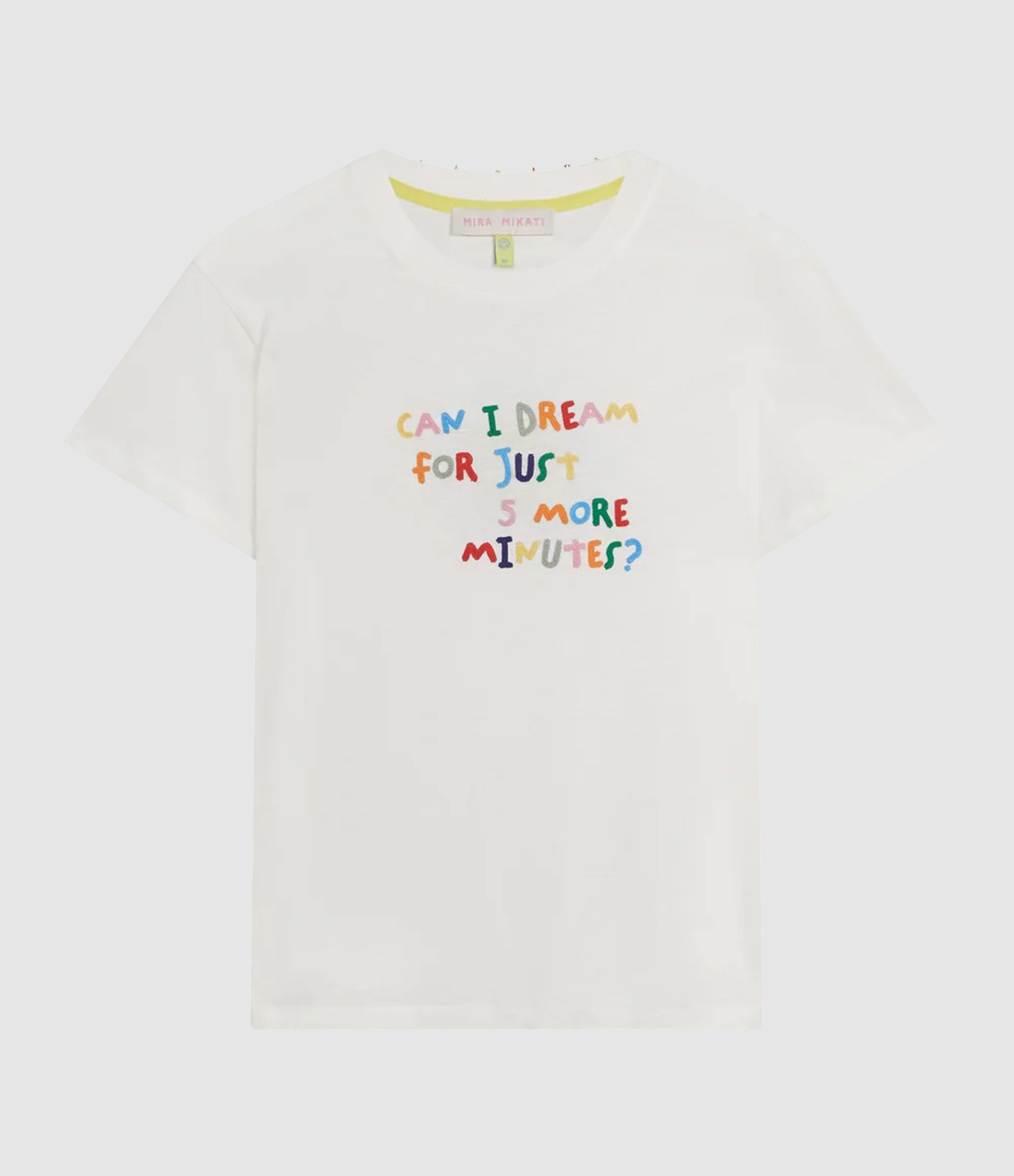 Tee Shirt 'Can I Dream...' Embroidered White