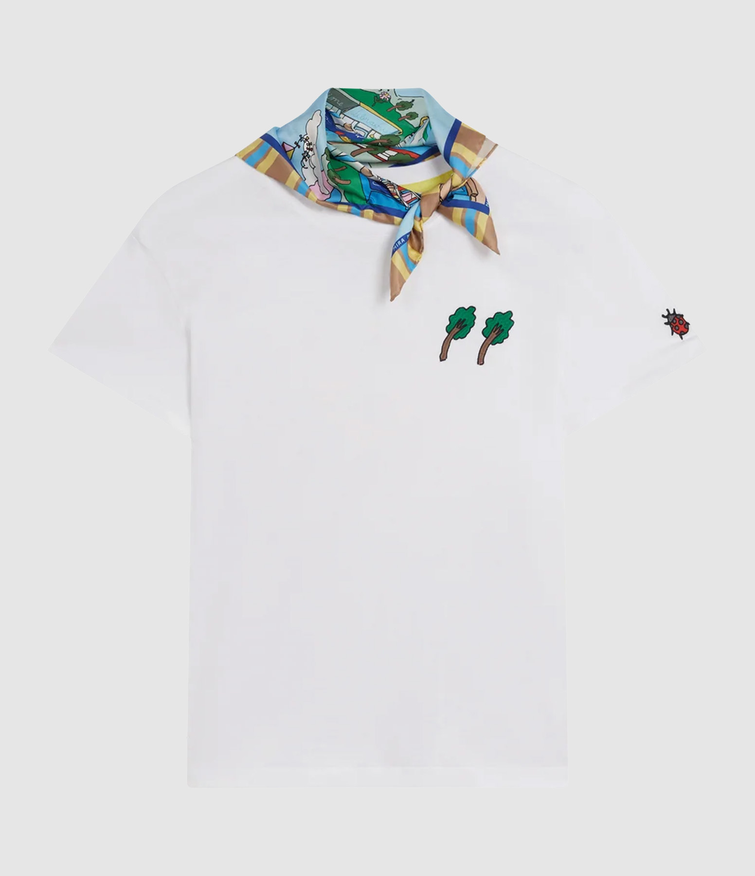 Tee Shirt Detachable With Embroidery White