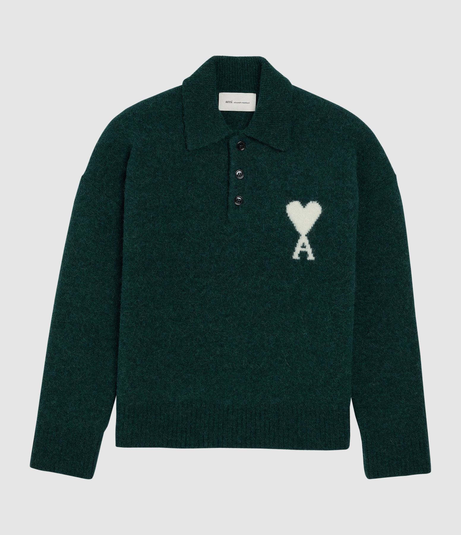 Polo Ami De Coeur Vert Bouteille Ecru