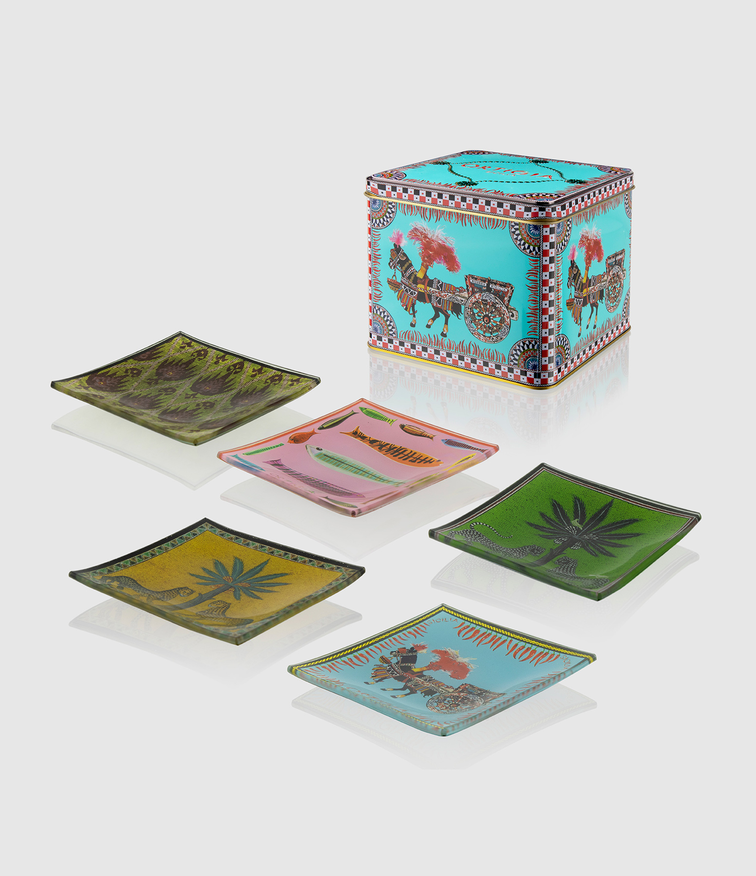 Vide Poche Carré Étain Bleu (x5)